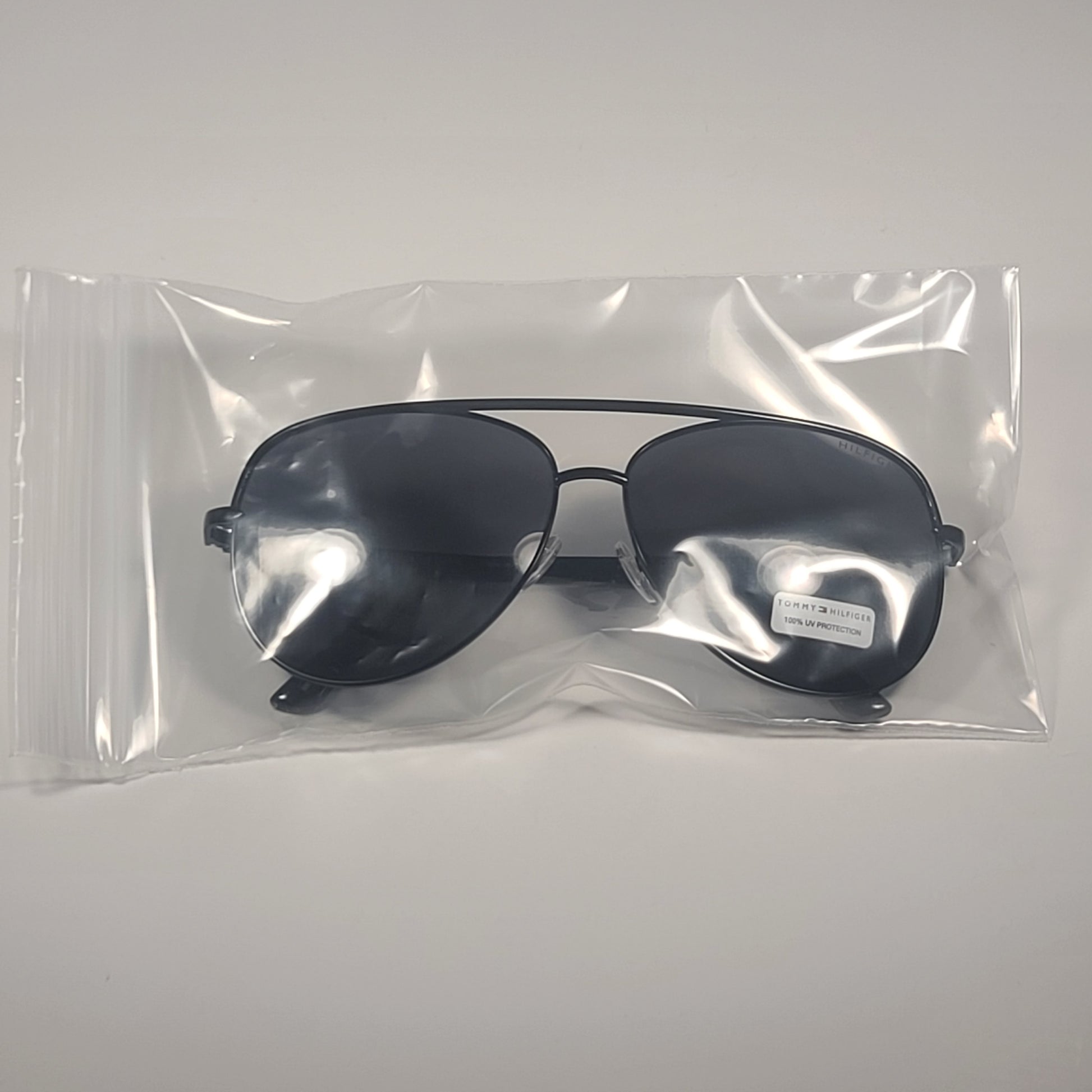 Tommy Hilfiger ’Sully’ MM OM594 Aviator Sunglasses Shiny Black Metal Gray Lens - Sunglasses