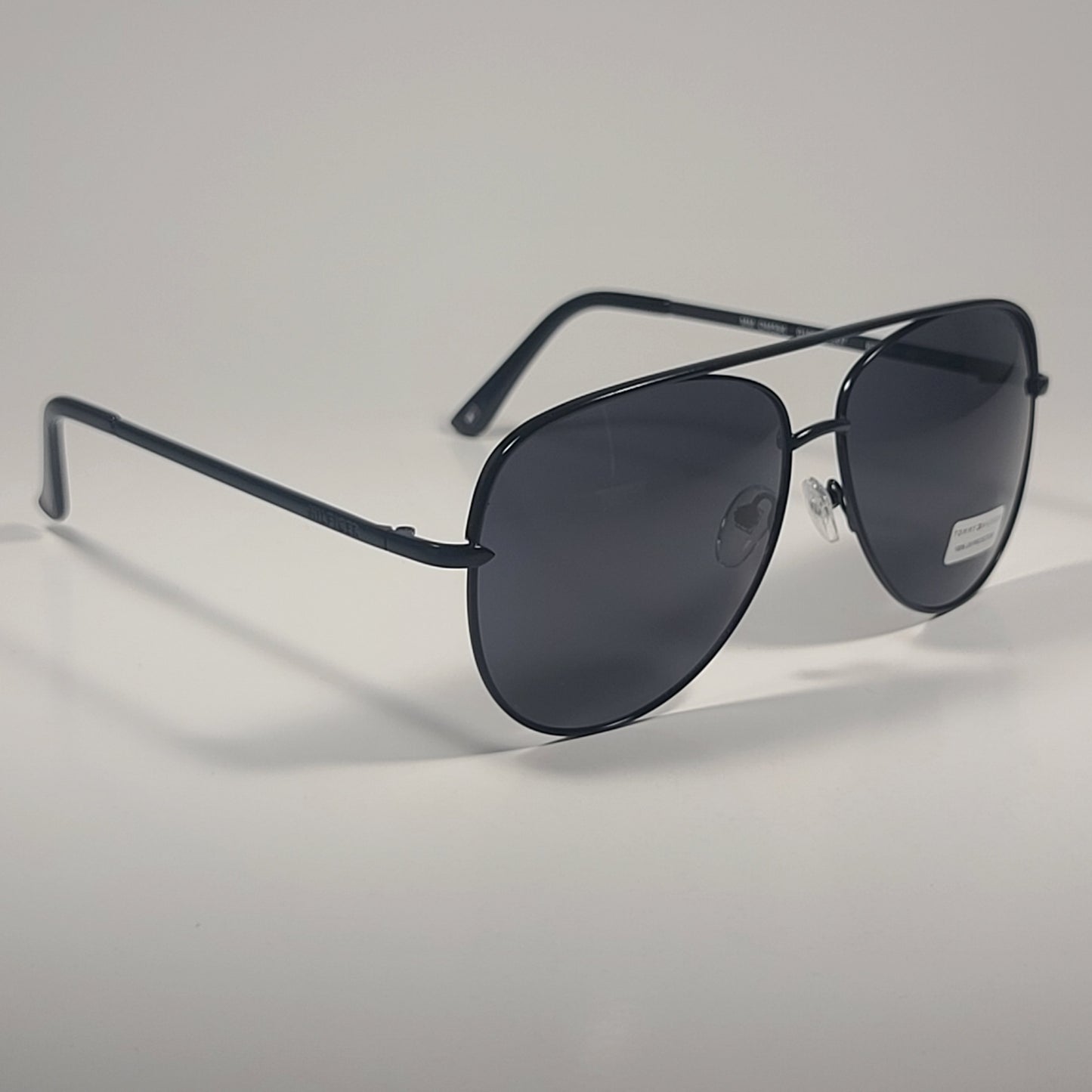 Tommy Hilfiger ’Sully’ MM OM594 Aviator Sunglasses Shiny Black Metal Gray Lens - Sunglasses