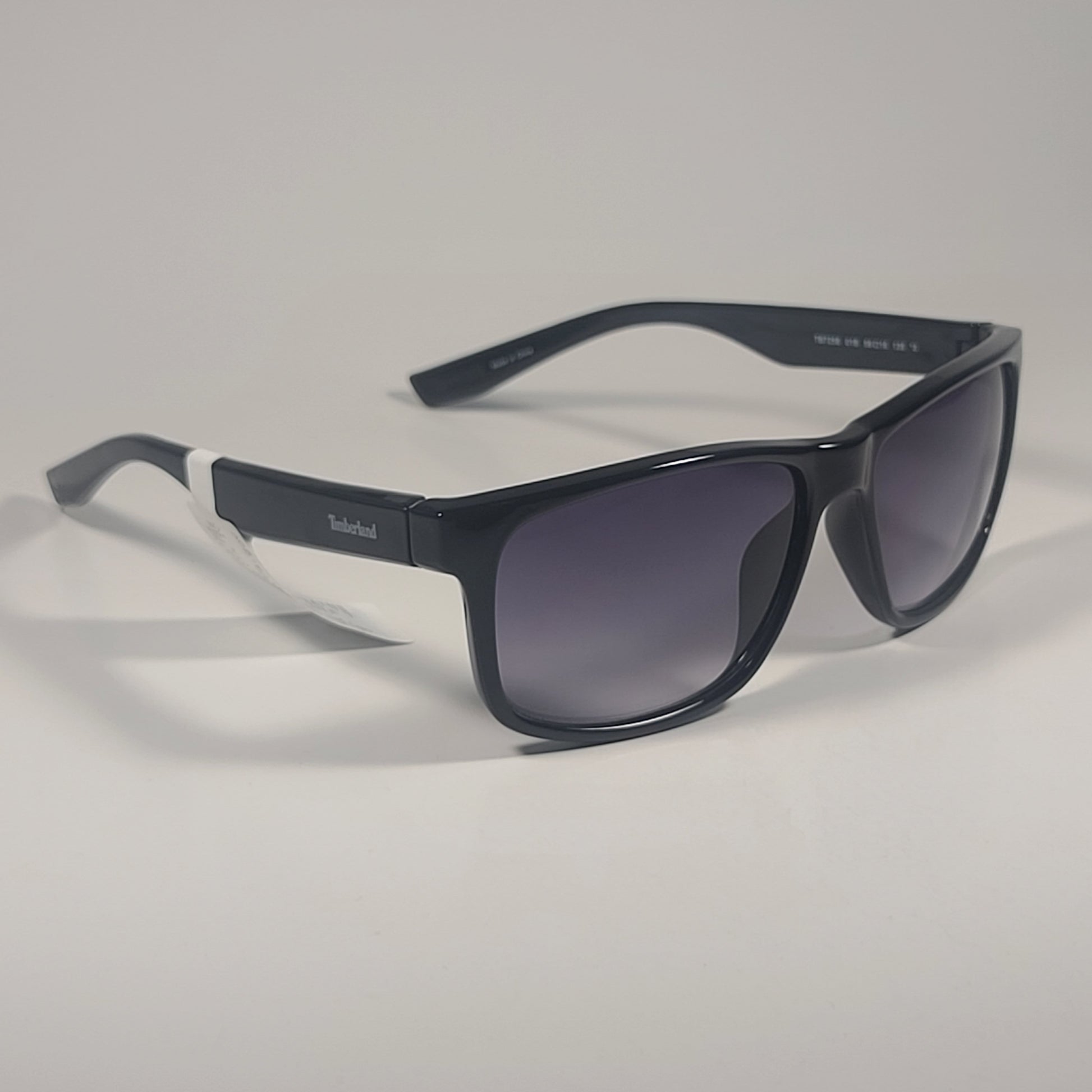 Timberland Men’s TB7256 01B Rectangular Sunglasses Shiny Black Gray Gradient Lens 59mm - Sunglasses