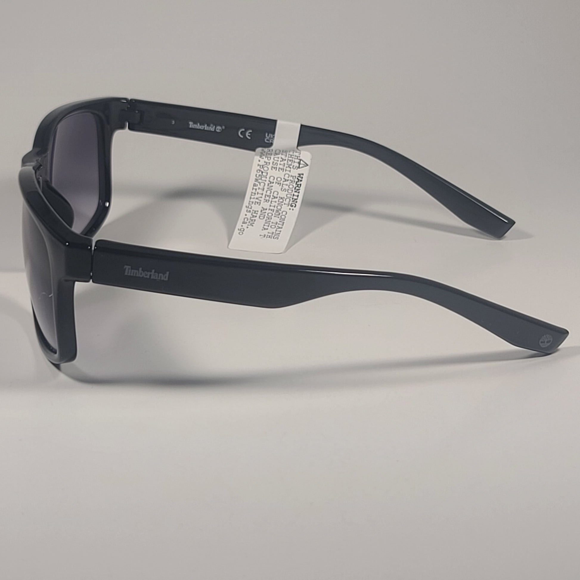 Timberland Men’s TB7256 01B Rectangular Sunglasses Shiny Black Gray Gradient Lens 59mm - Sunglasses