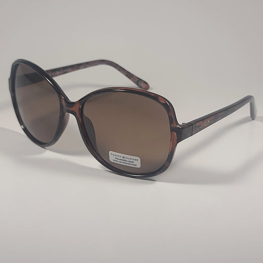 Tommy Hilfiger WP OL607P Polarized Large Oval Sunglasses Brown Tortoise & Brown Lens 57mm - Sunglasses