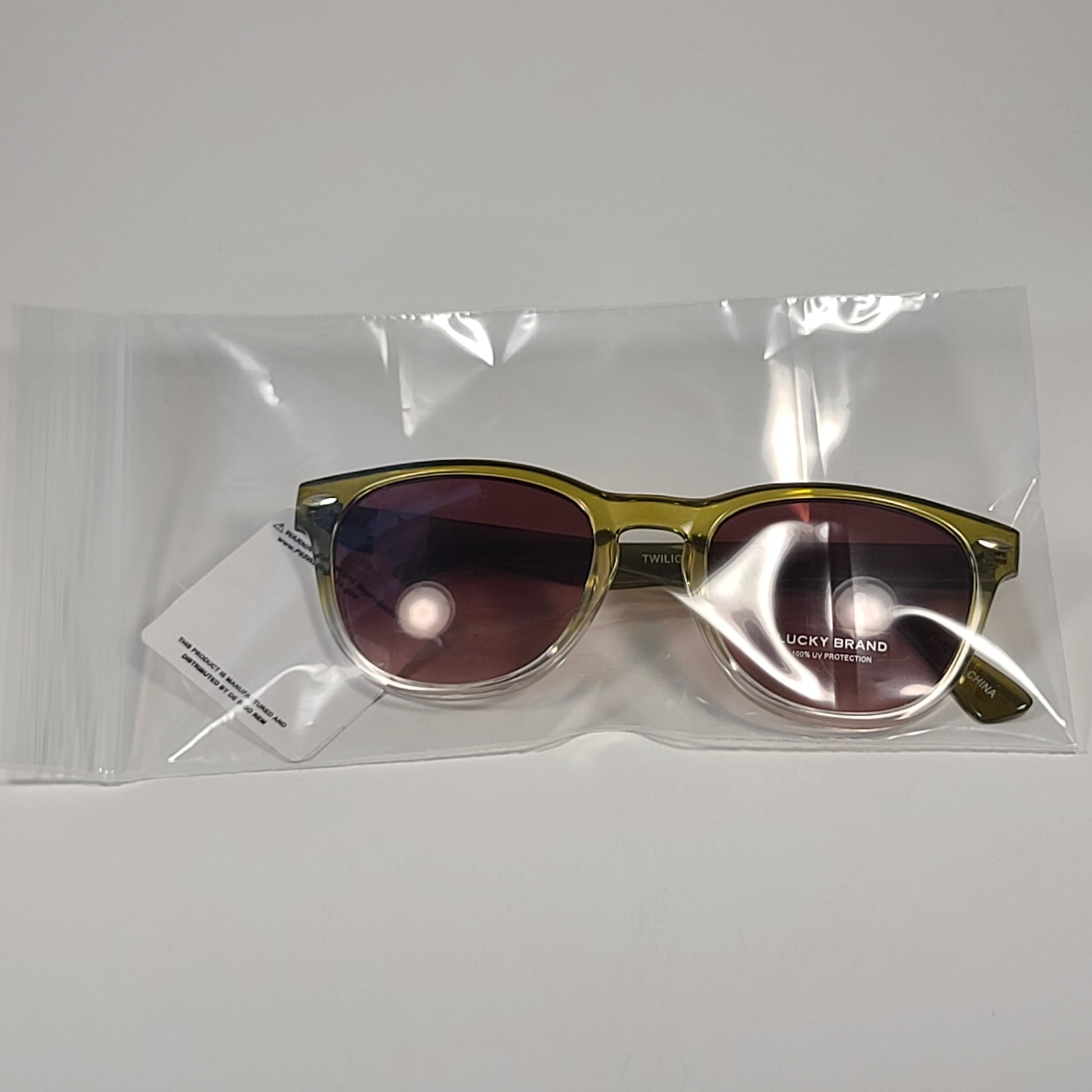 Lucky Brand Twilight Square Sunglasses Olive Gradient Frame Brown Lens 52mm - Sunglasses