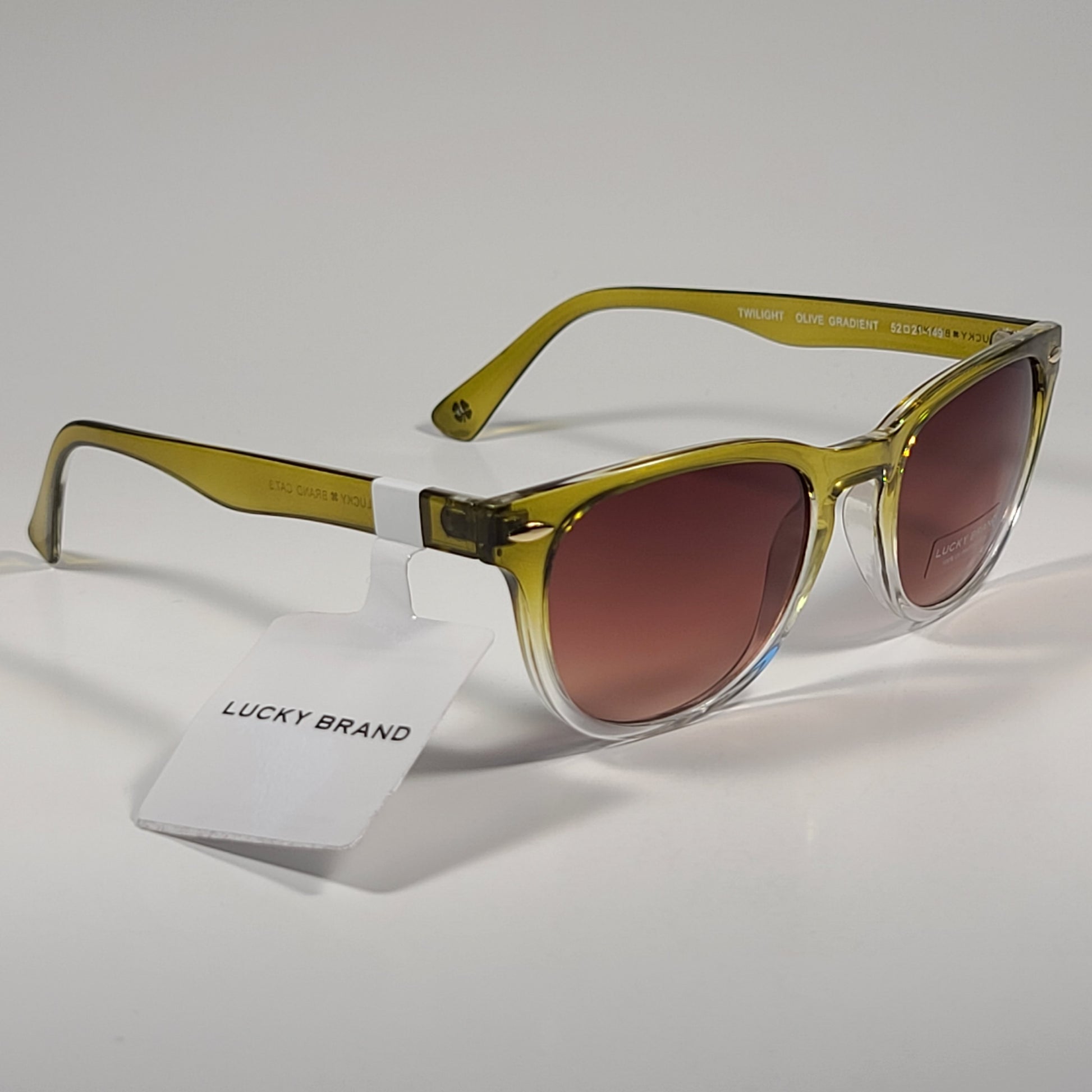 Lucky Brand Twilight Square Sunglasses Olive Gradient Frame Brown Lens 52mm - Sunglasses