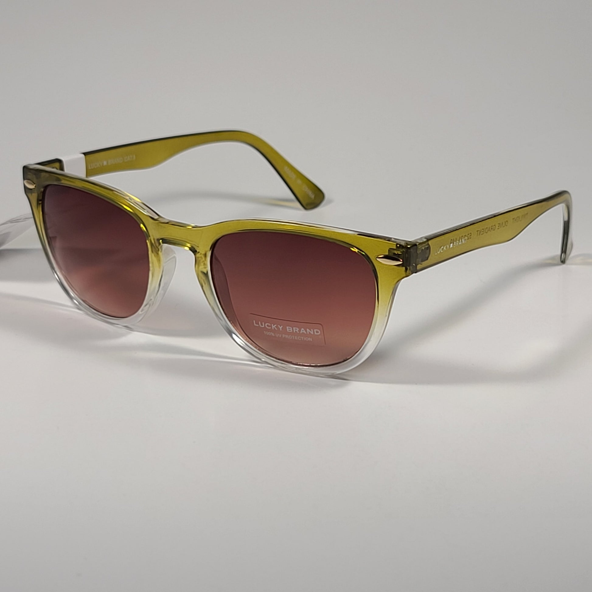 Lucky Brand Twilight Square Sunglasses Olive Gradient Frame Brown Lens 52mm - Sunglasses