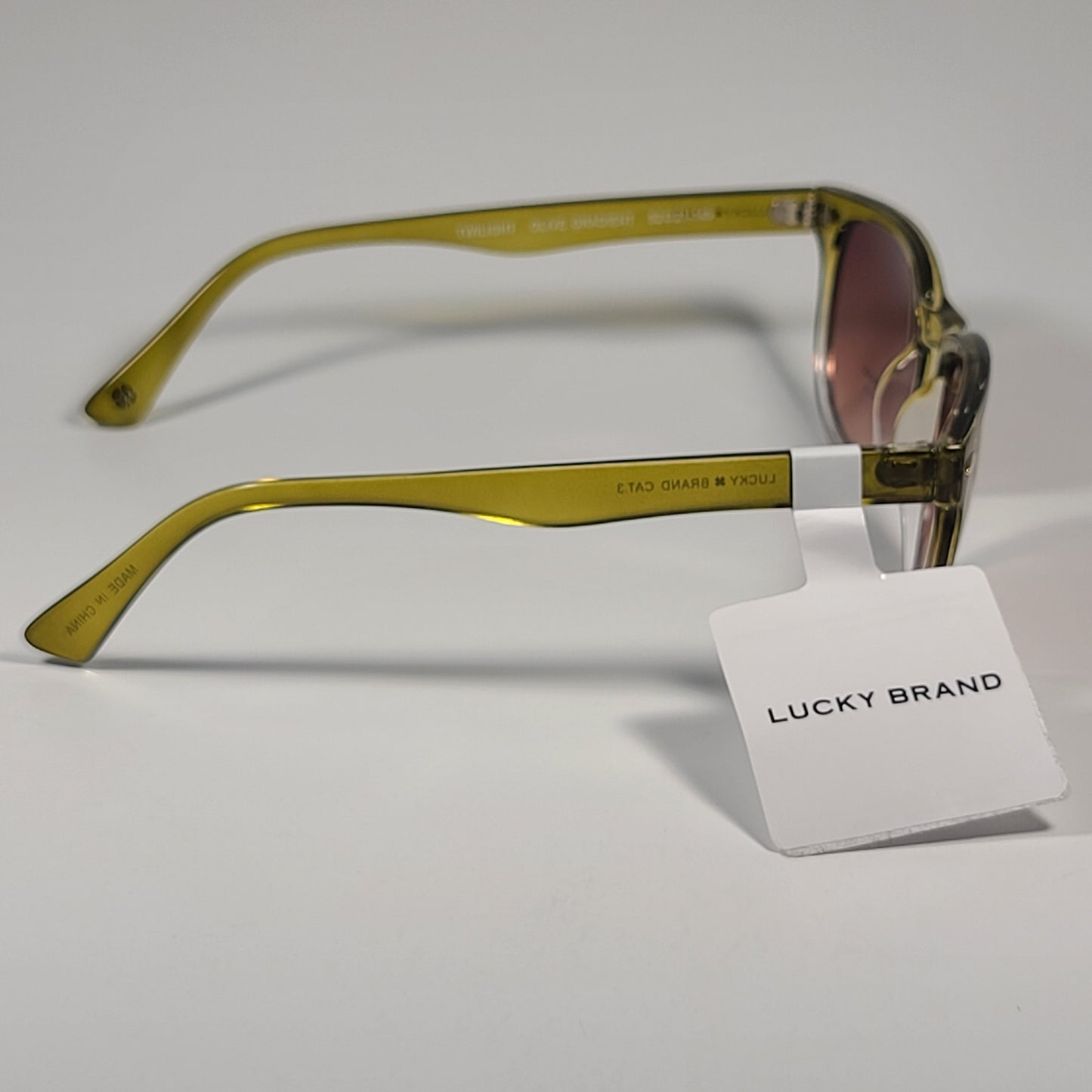 Lucky Brand Twilight Square Sunglasses Olive Gradient Frame Brown Lens 52mm - Sunglasses
