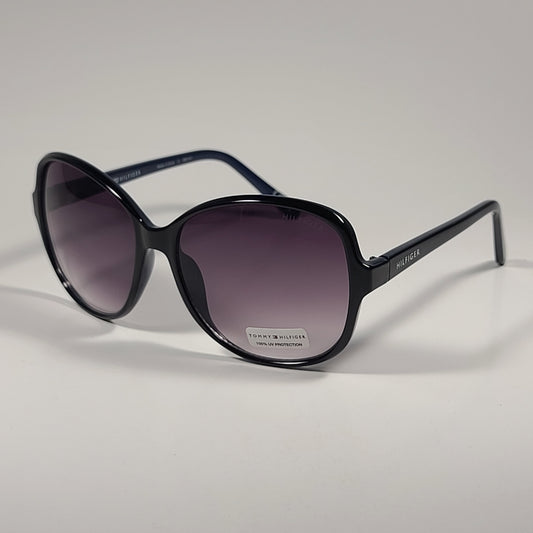 Tommy Hilfiger WP OL607 Large Oval Sunglasses Two Tone Black & Navy Smoke Gradient Lens 59mm - Sunglasses