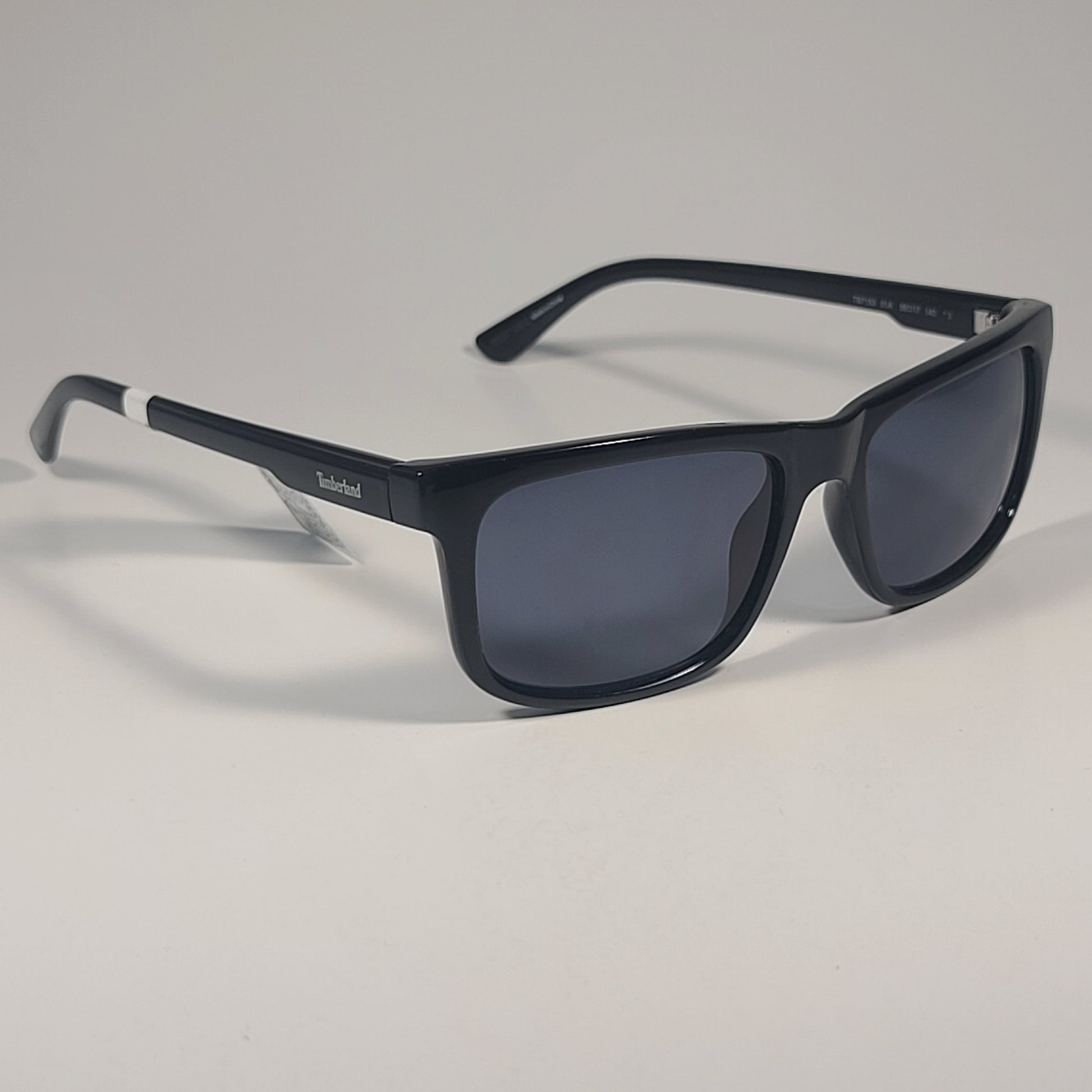Timberland Rectangular Sunglasses Shiny Black Frame Gray Lens TB7153 01A - Sunglasses