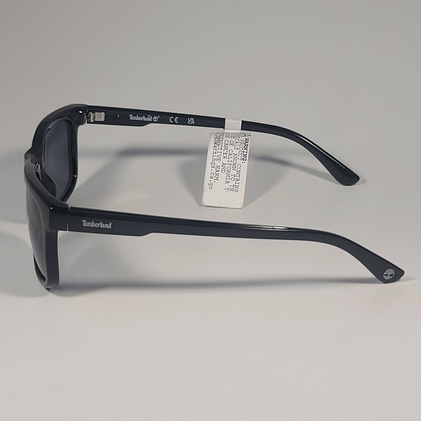 Timberland Rectangular Sunglasses Shiny Black Frame Gray Lens TB7153 01A - Sunglasses