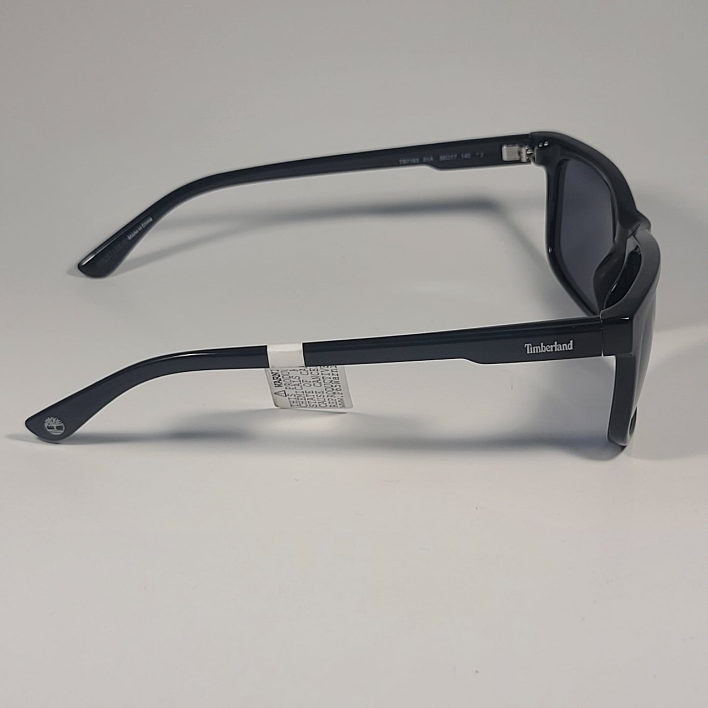 Timberland Rectangular Sunglasses Shiny Black Frame Gray Lens TB7153 01A - Sunglasses