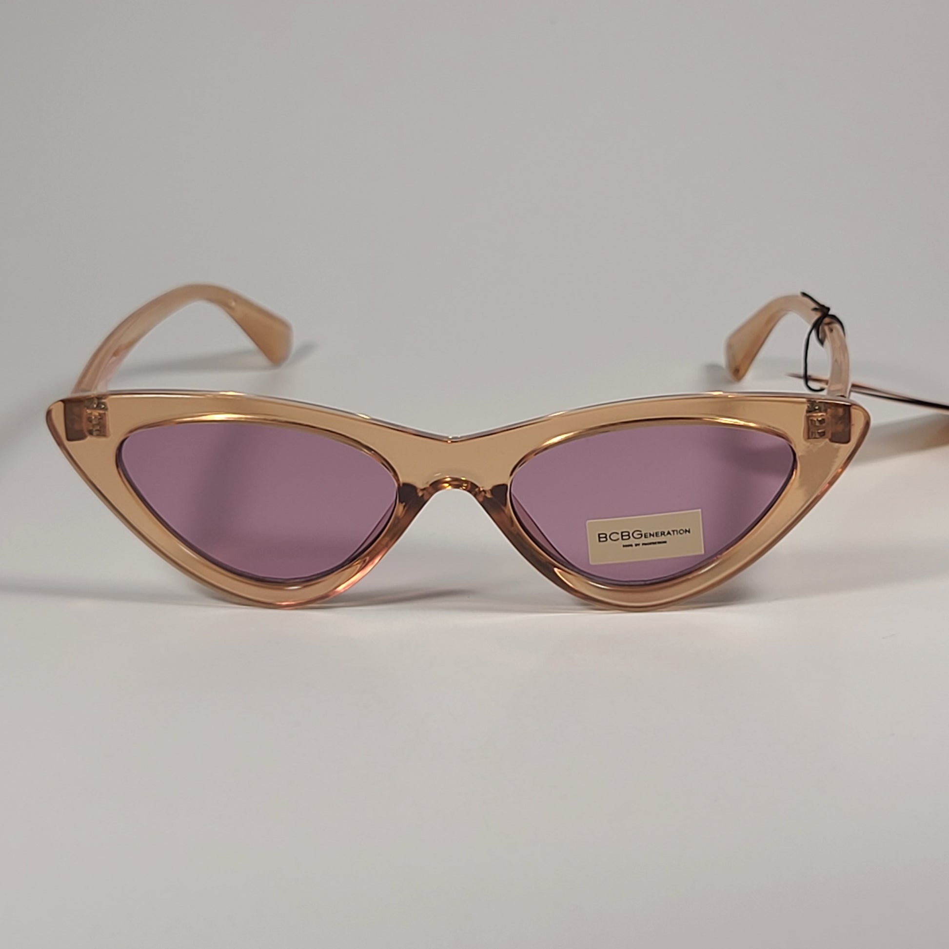 BCBGeneration Cat Eye Sunglasses Tan Crystal Frame Blush Lens BG1036CE 400 - Sunglasses