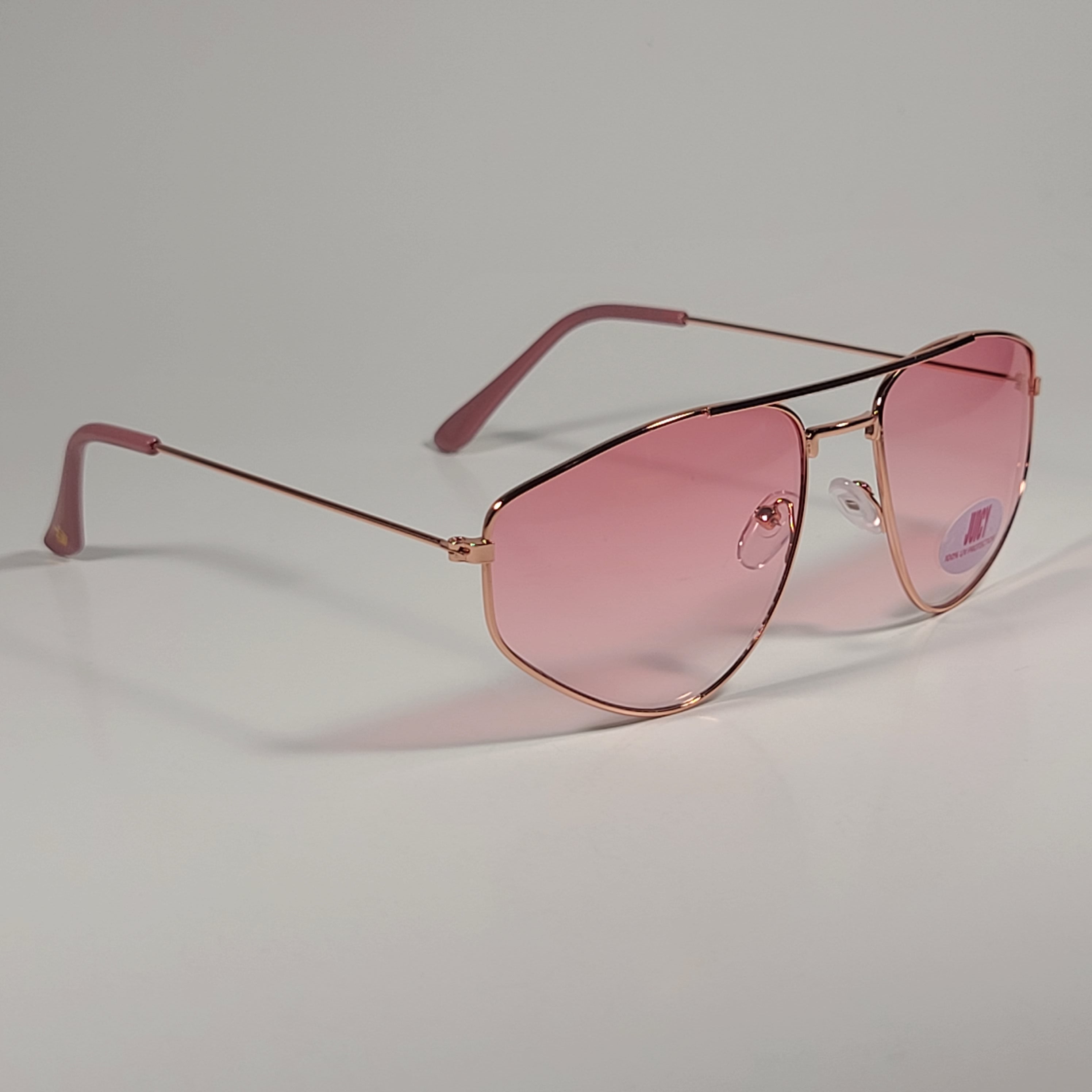 Unbranded Women's Rose Gold Pink Mirrored Aviator Sunglasses – Oversized Metal Frame, UV400