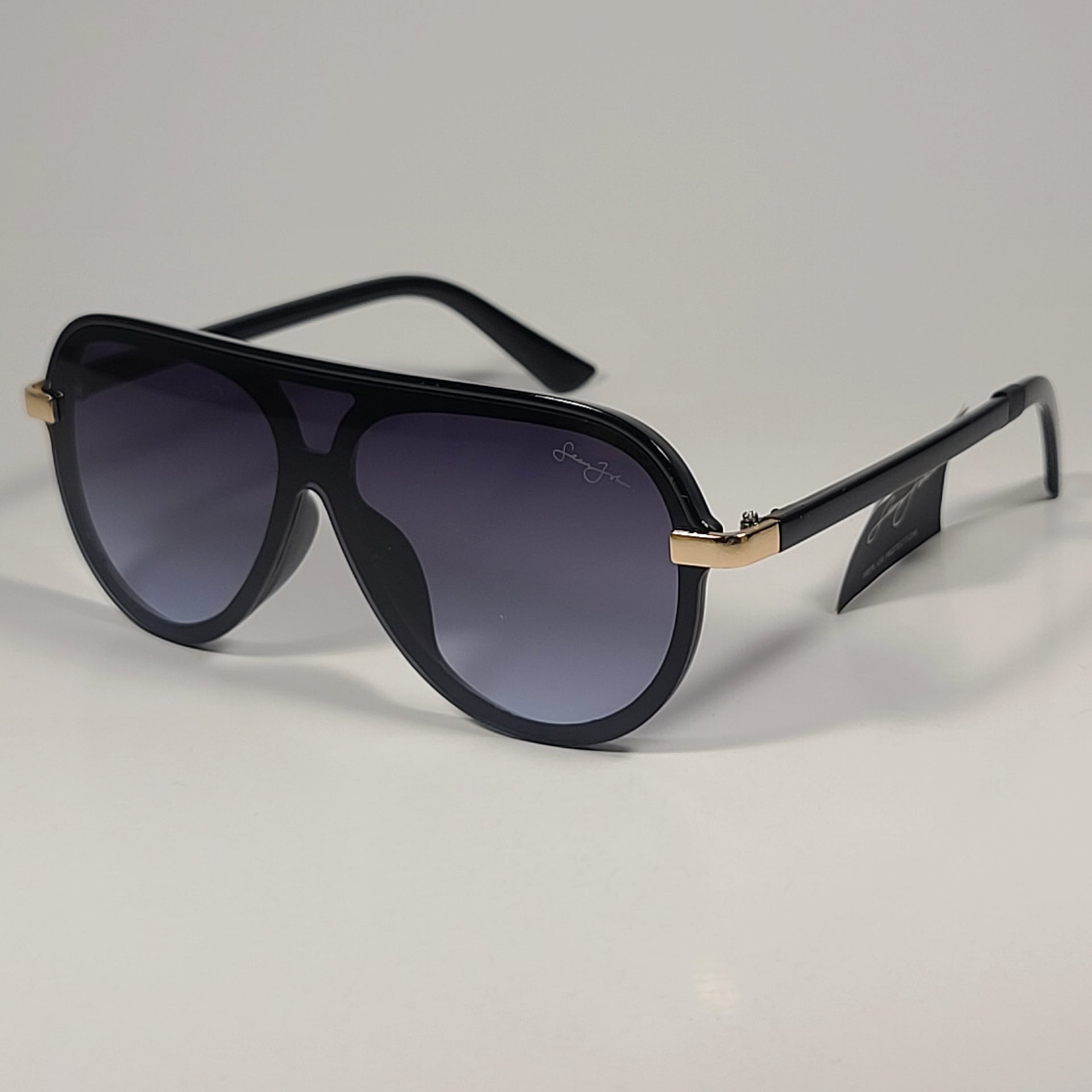 Sean John SJS1007CE 002 Pilot Shield Sunglasses Black Frame Blue