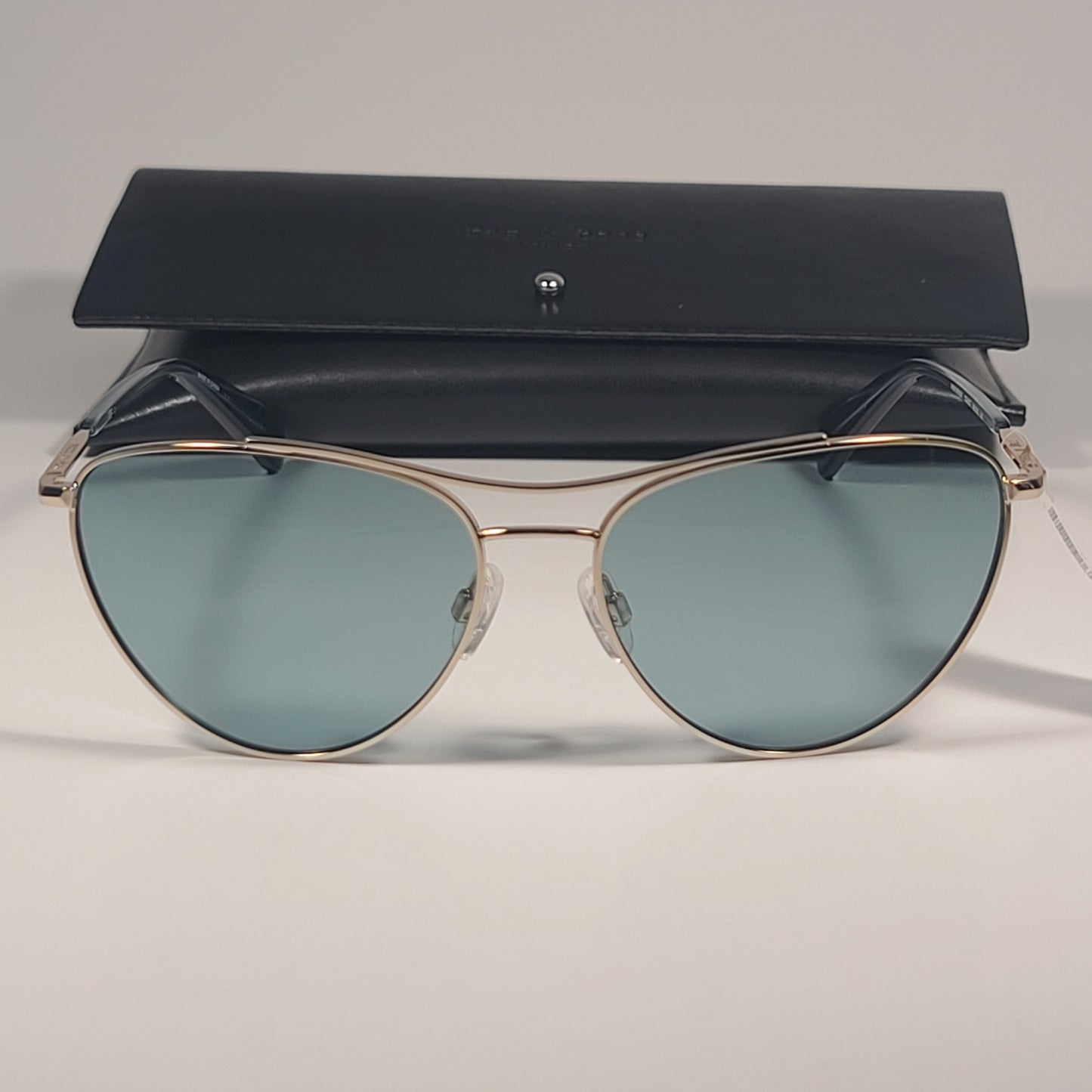 RAG & BONE RNB1065/G/S OGAQT Pilot Sunglasses Gold Frame Teal Solid Lens - Sunglasses