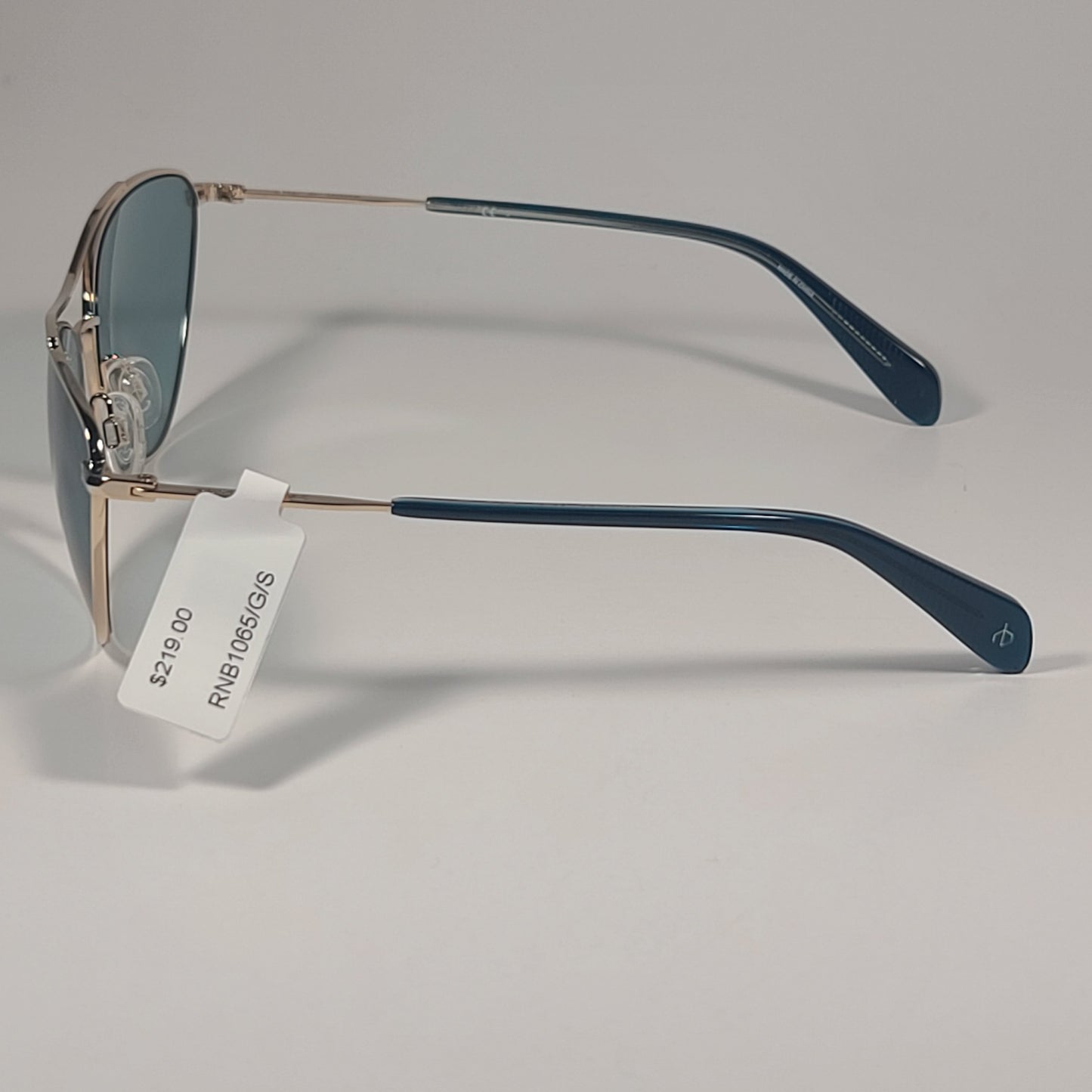RAG & BONE RNB1065/G/S OGAQT Pilot Sunglasses Gold Frame Teal Solid Lens - Sunglasses