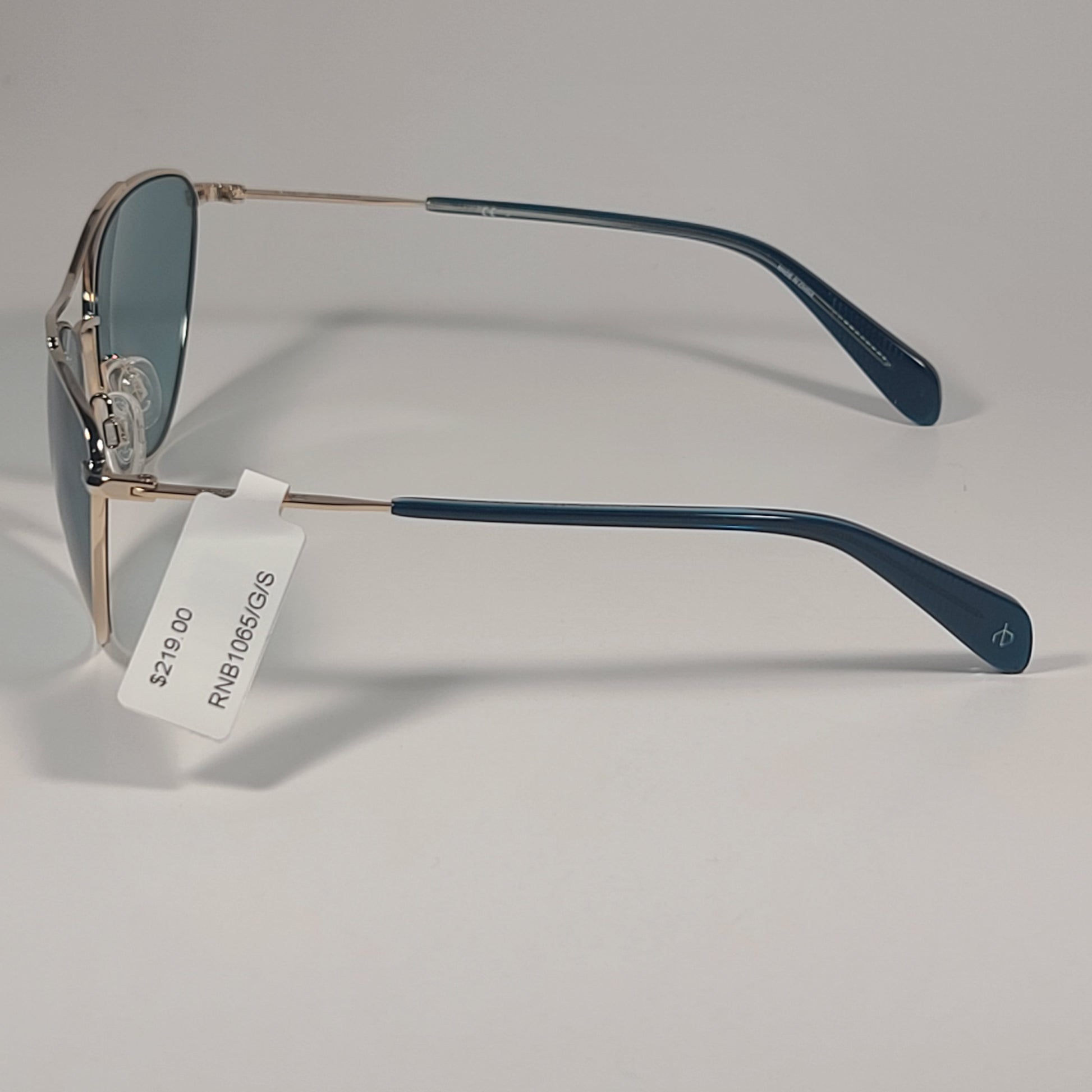 RAG & BONE RNB1065/G/S OGAQT Pilot Sunglasses Gold Frame Teal Solid Lens - Sunglasses