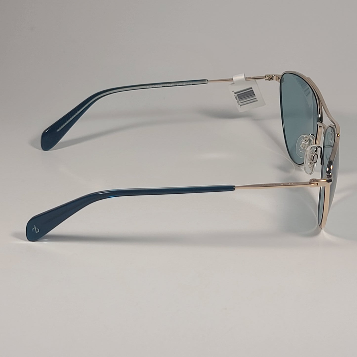 RAG & BONE RNB1065/G/S OGAQT Pilot Sunglasses Gold Frame Teal Solid Lens - Sunglasses