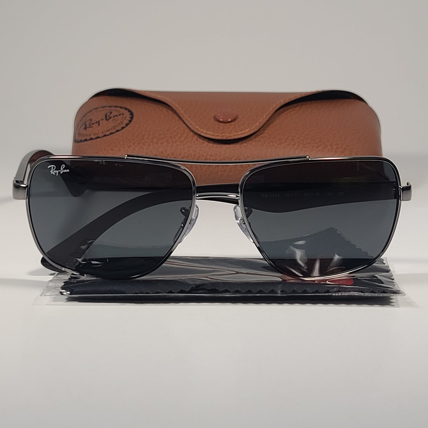 Ray-Ban Navigator Sunglasses Gunmetal Black Frame Green Lens RB3483 004/71 - Sunglasses