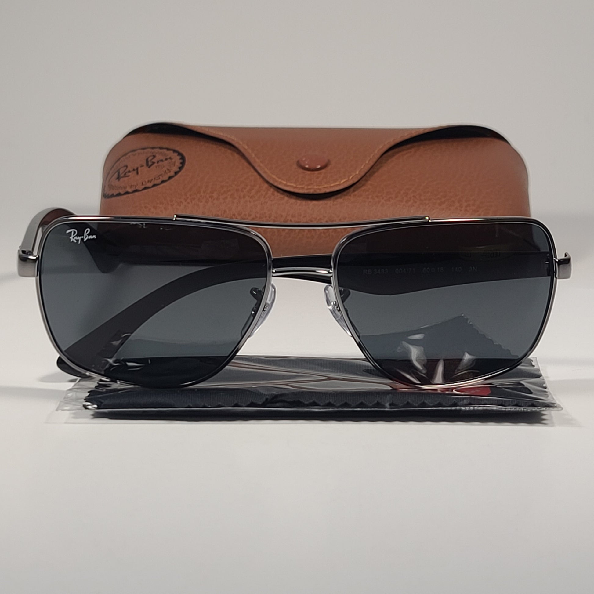 Ray-Ban Navigator Sunglasses Gunmetal Black Frame Green Lens RB3483 004/71 - Sunglasses