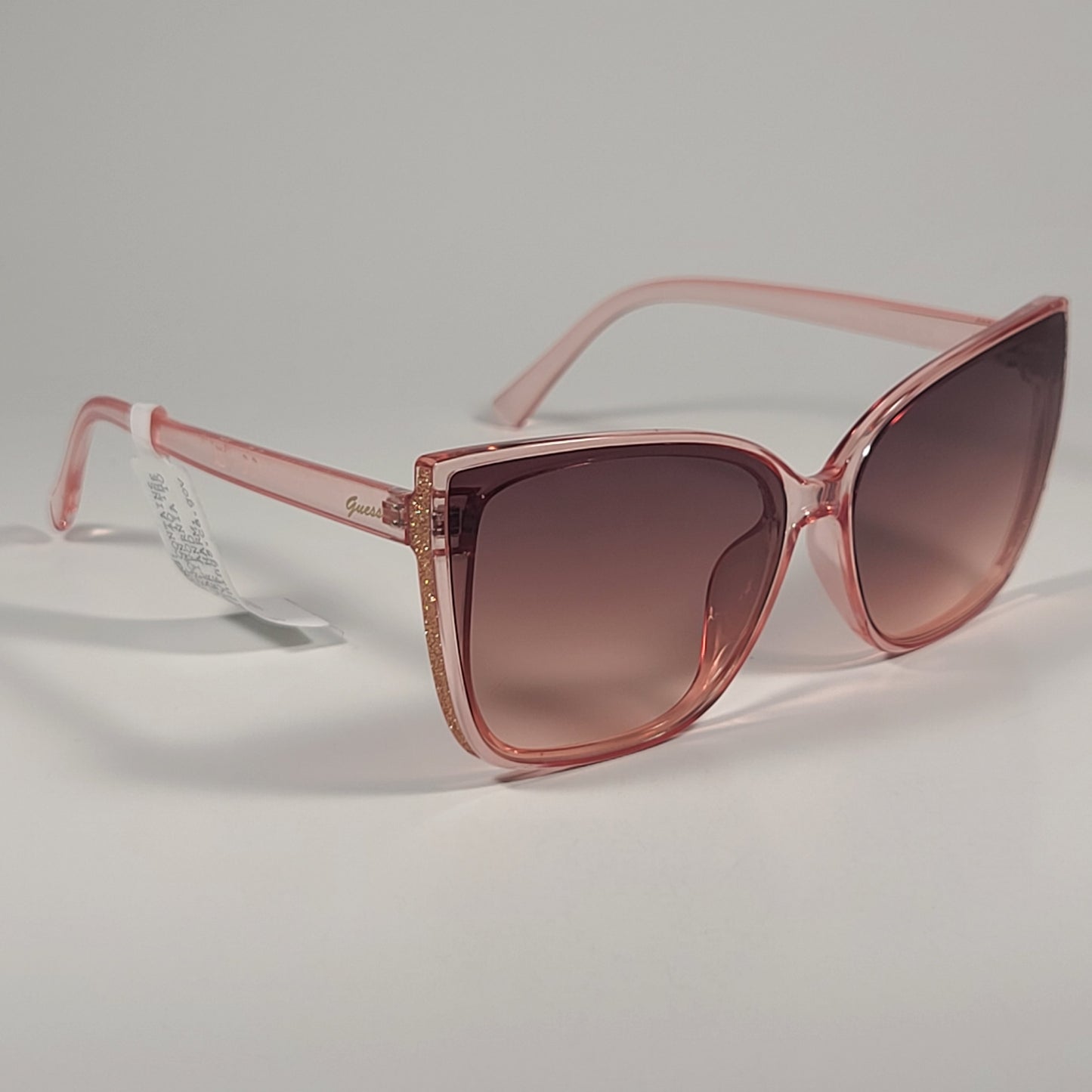 Guess GF0412 72F Oversized Butterfly Sunglasses Pink Crystal / Brown Gradient - Sunglasses