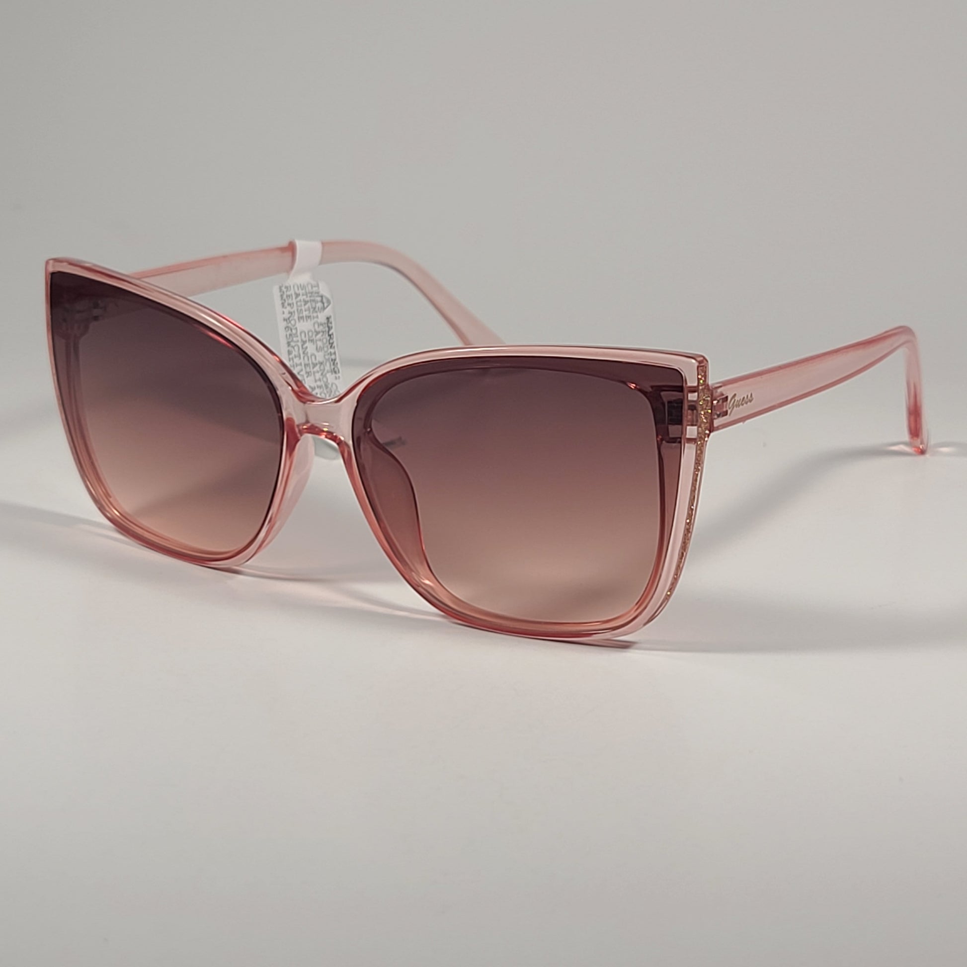 Guess GF0412 72F Oversized Butterfly Sunglasses Pink Crystal / Brown Gradient - Sunglasses