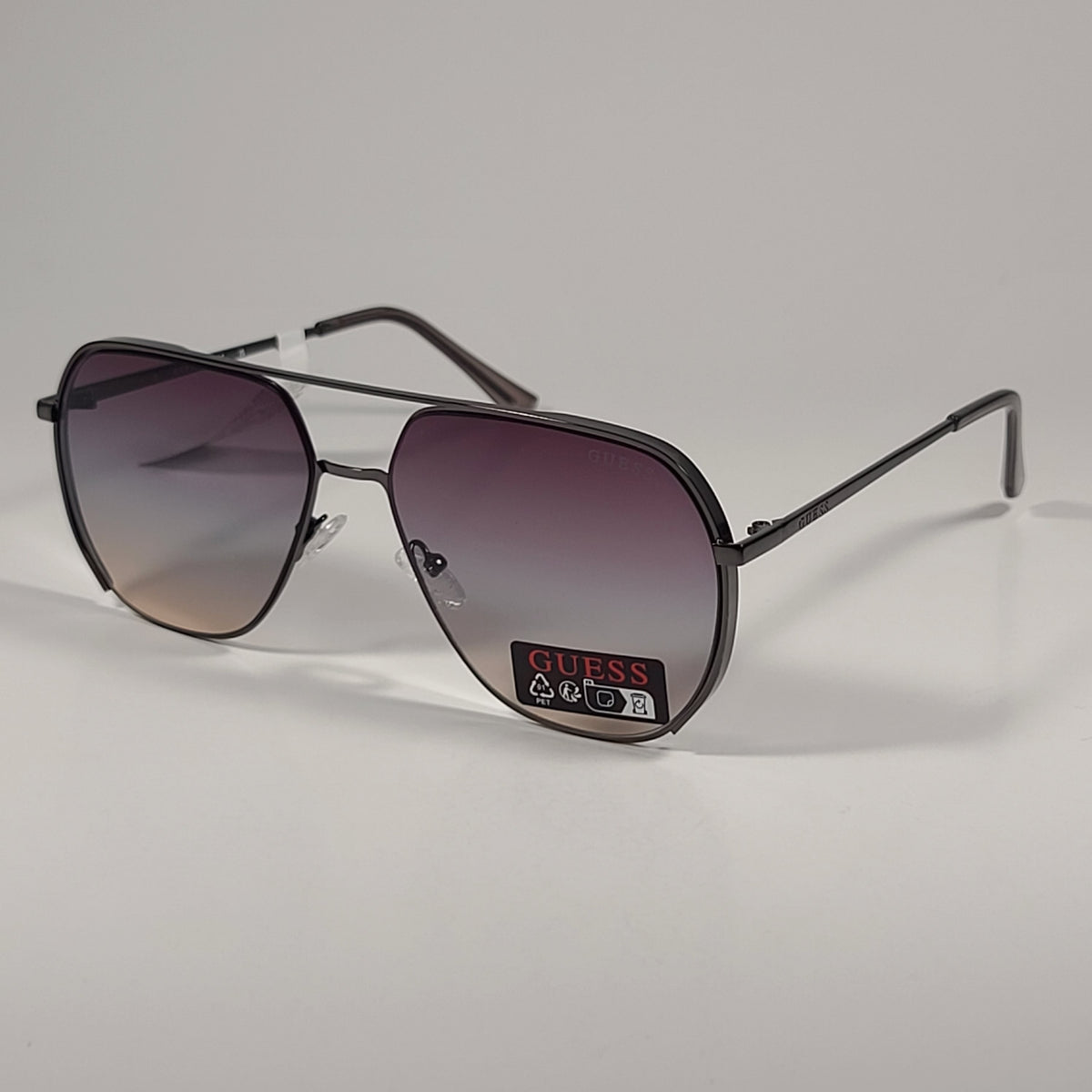 NWT Guess GU00015-08C Gunmetal Aviator 61mm Sunglasses Guess Rimless Aviator Sunglasses Gunmetal Frame Gray Tinted  main image 4