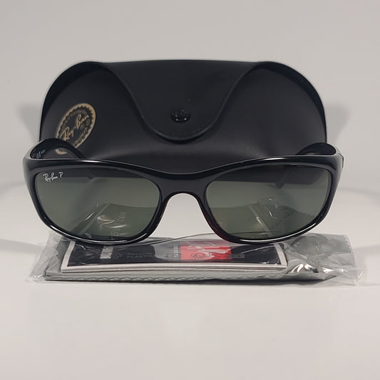 Ray-Ban Polarized Small Predator Active Lifestyle Sunglasses RB4115 601/9A Wrap Black Gloss Green Lens
