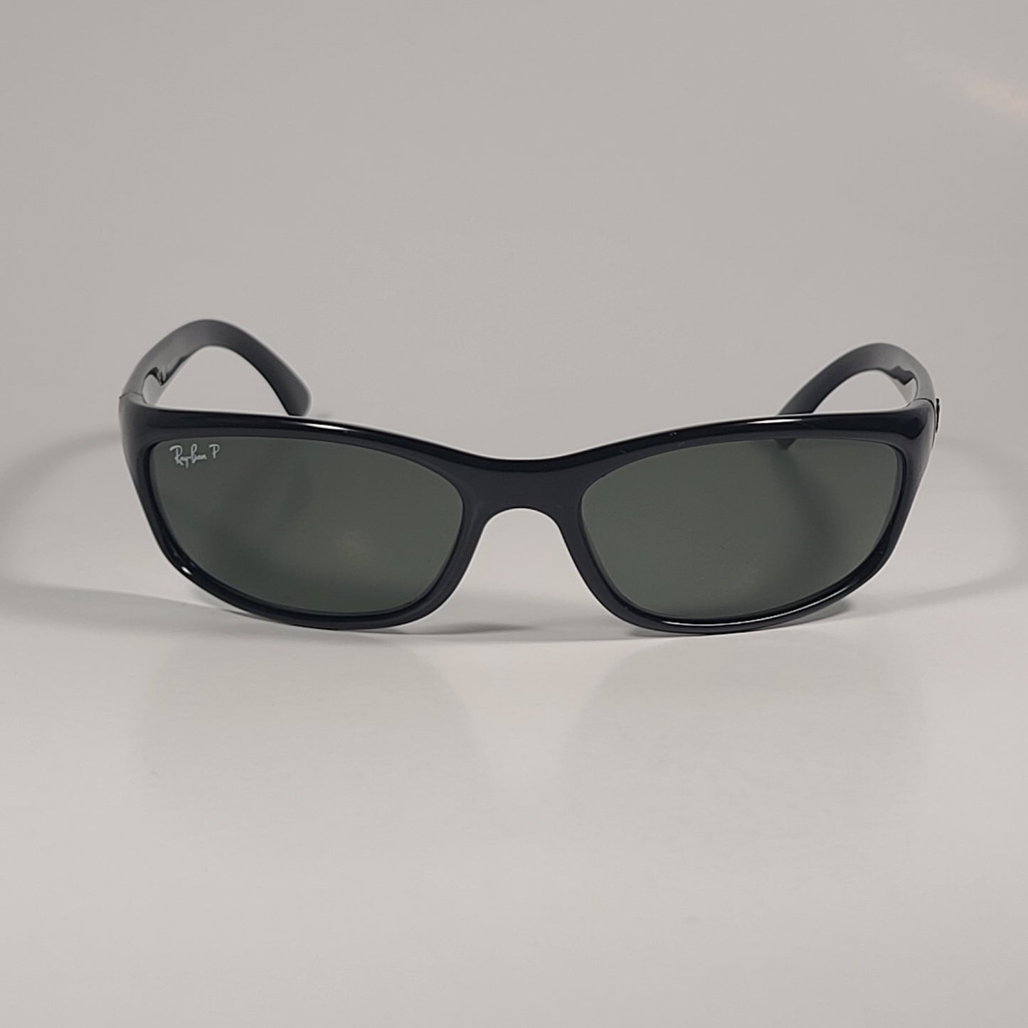 Ray-Ban Polarized Small Predator Active Lifestyle Sunglasses RB4115 601/9A Wrap Black Gloss Green Lens