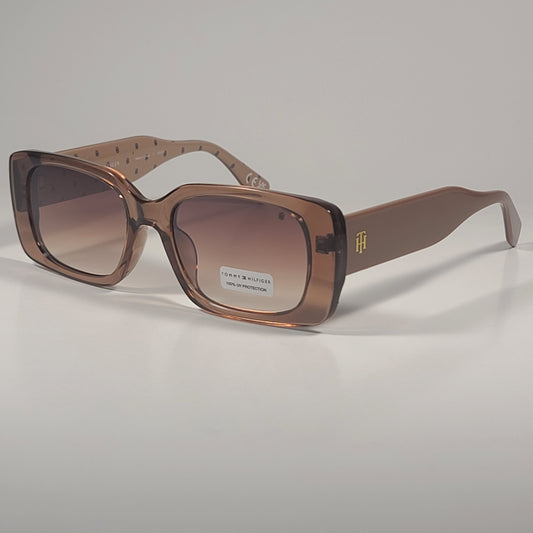 Tommy Hilfiger WP OL651 Rectangle Sunglasses Nude Beige Crystal Brown Gradient - Sunglasses