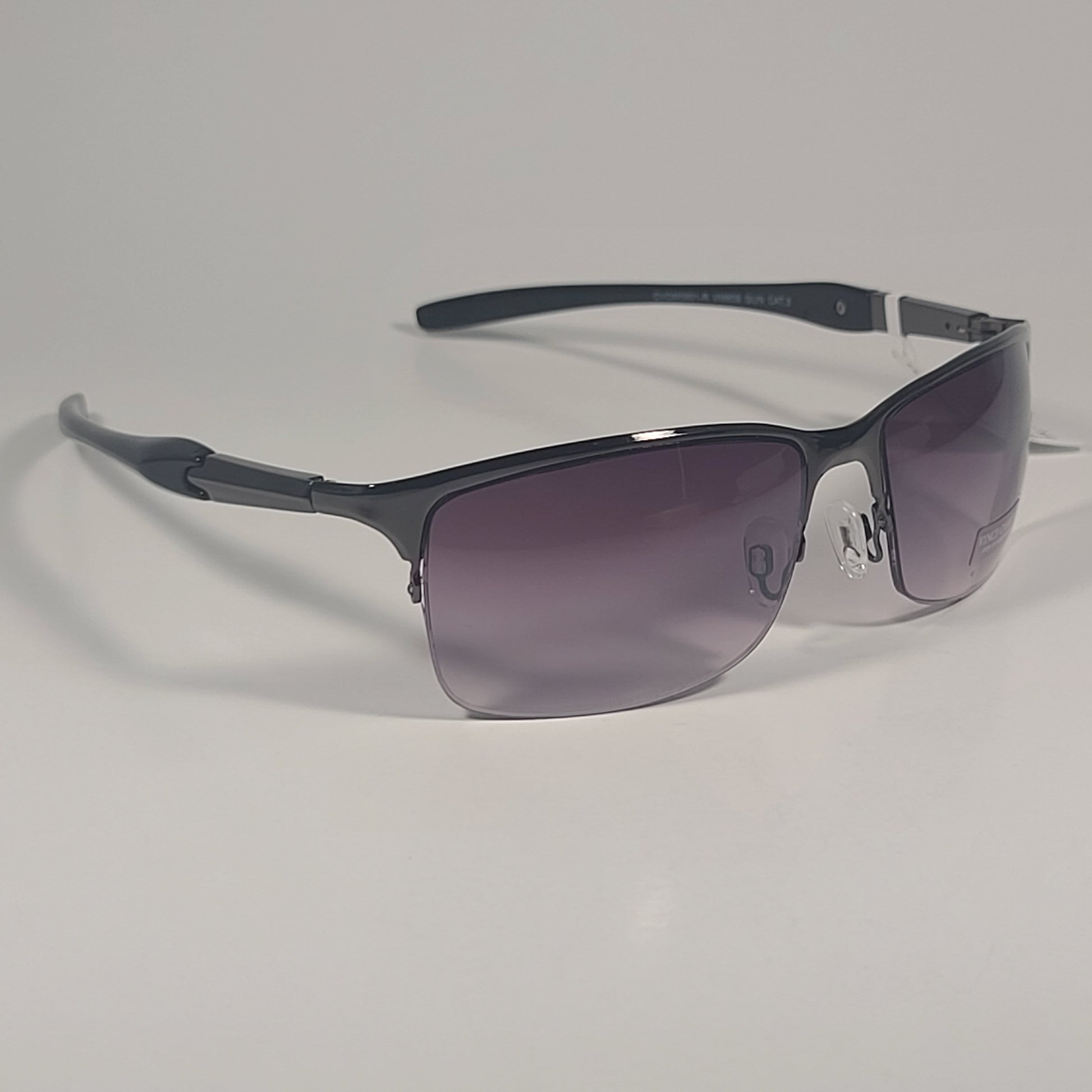Vince Camuto VM609 GUN Rimless Wrap Sunglasses Gunmetal Black Frame Smoke Gradient Lens - Sunglasses
