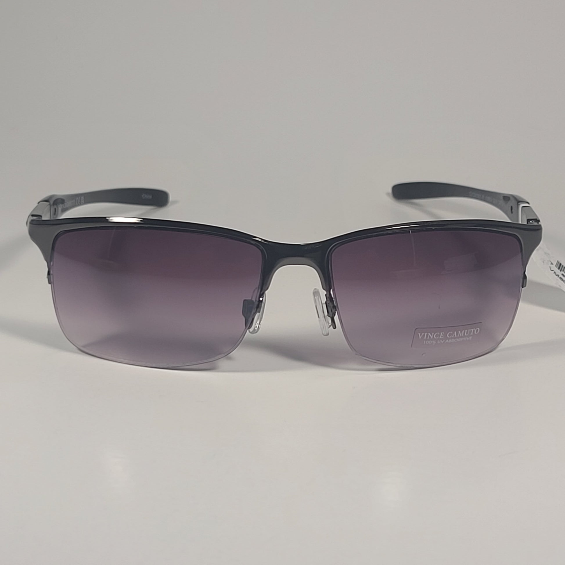 Vince Camuto VM609 GUN Rimless Wrap Sunglasses Gunmetal Black Frame Smoke Gradient Lens - Sunglasses