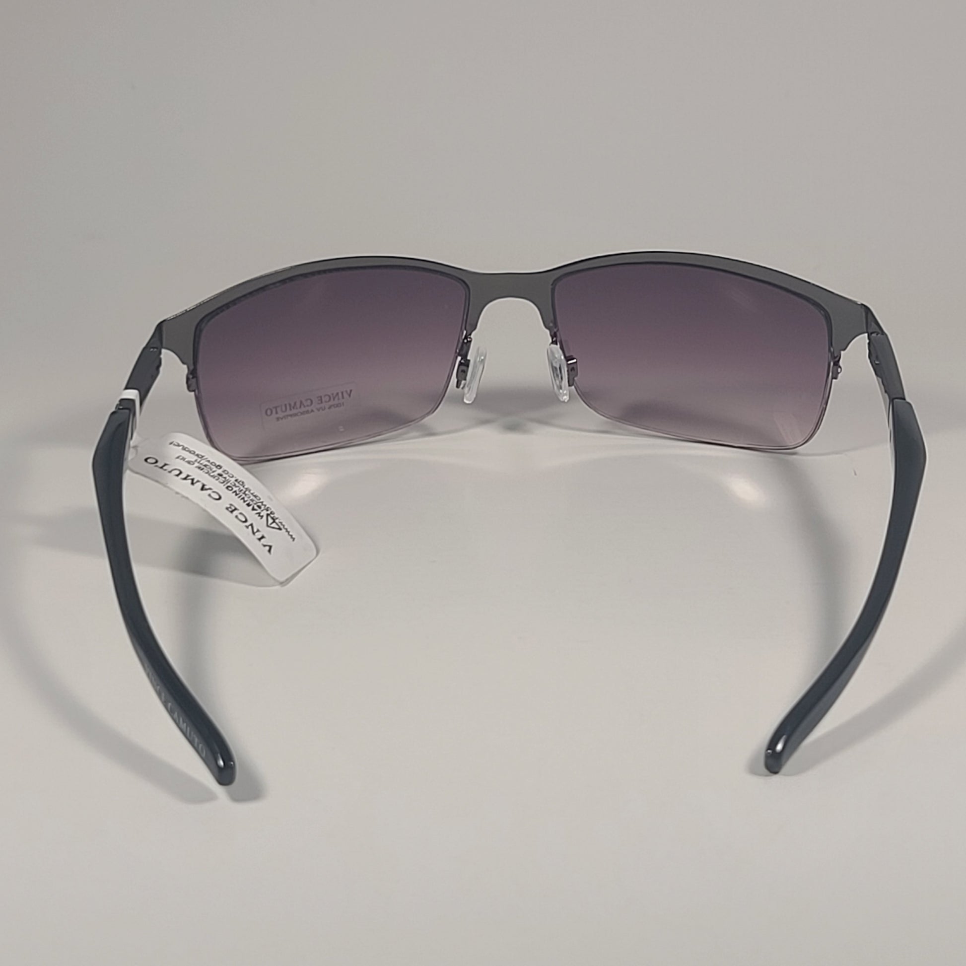 Vince Camuto VM609 GUN Rimless Wrap Sunglasses Gunmetal Black Frame Smoke Gradient Lens - Sunglasses