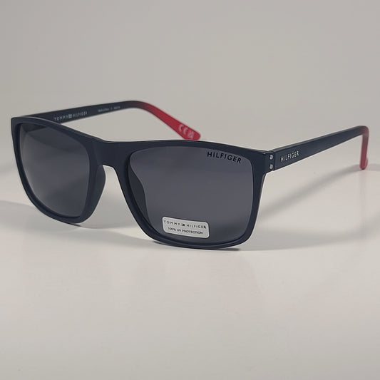 Tommy Hilfiger MP OM677 Rectangular Sunglasses Two Tone Navy Blue Red Gray Lens - Sunglasses