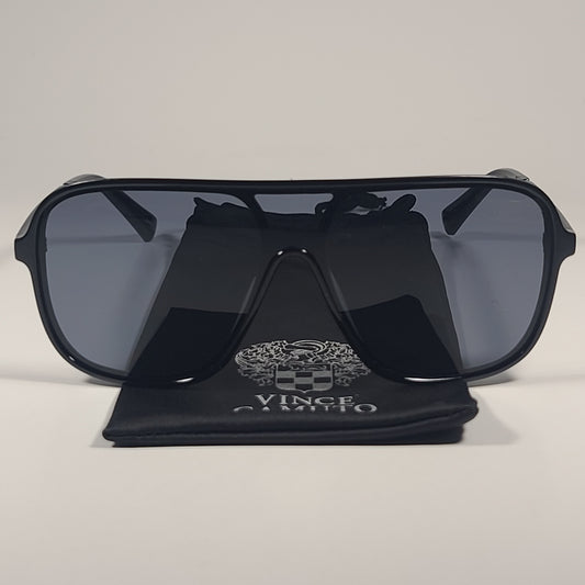 Vince Camuto VM702 OX Shield Navigator Sunglasses Black Frame Gray Tinted Lens - Sunglasses