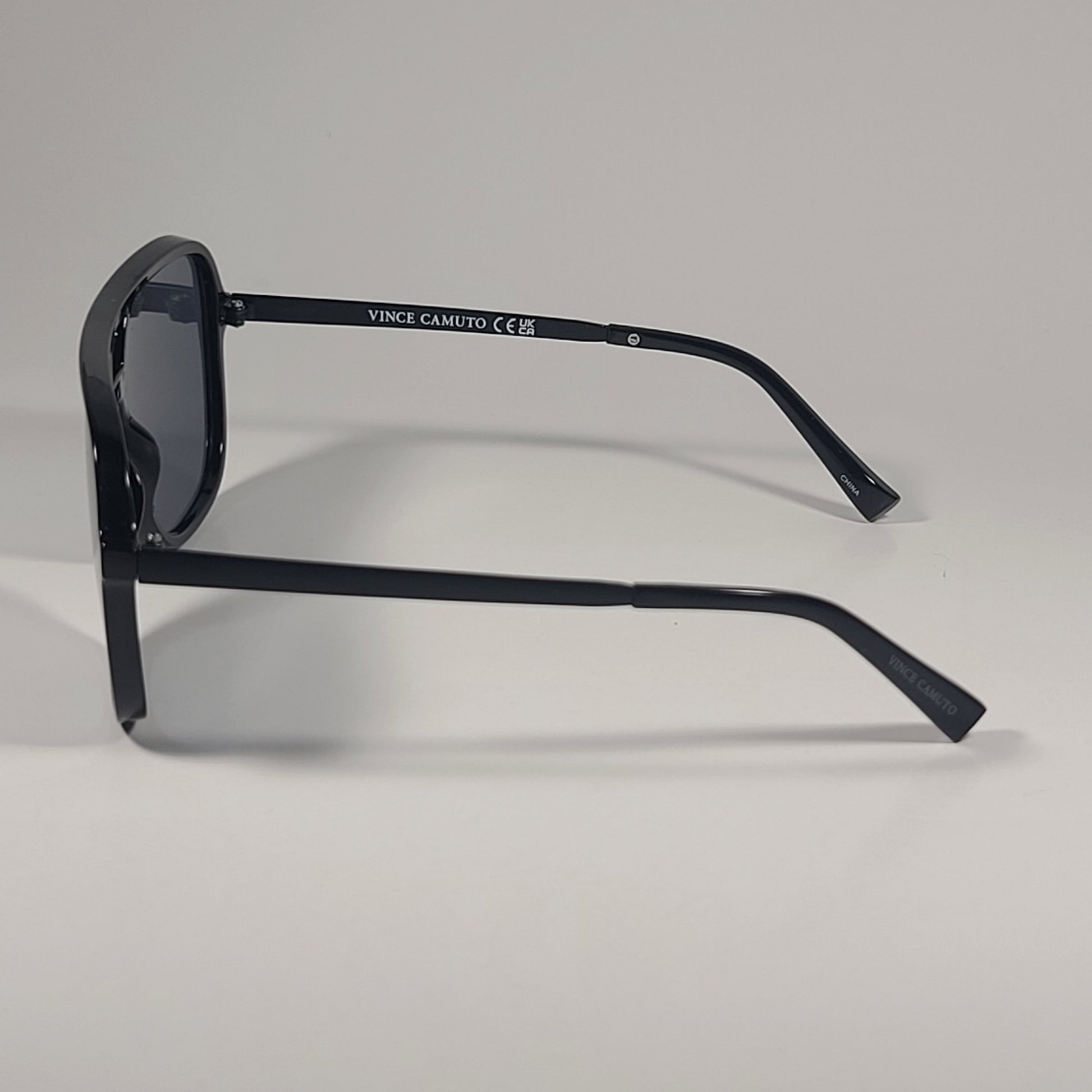 Vince Camuto VM702 OX Shield Navigator Sunglasses Black Frame Gray Tinted Lens - Sunglasses