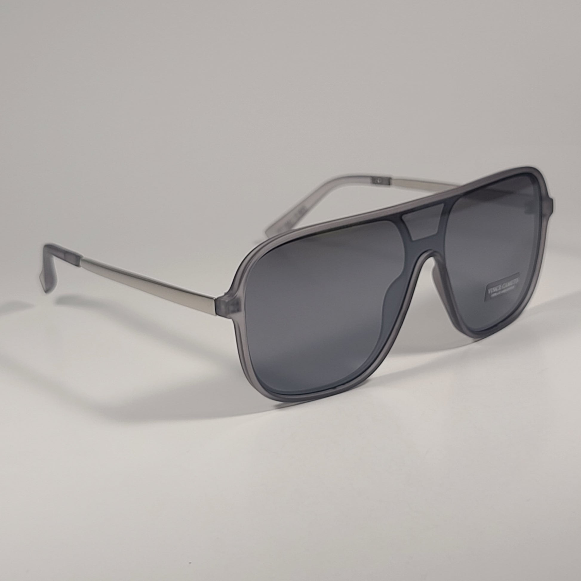 Vince Camuto VM702 GY Shield Navigator Sunglasses Gray Frame Gray Tinted Lens - Sunglasses