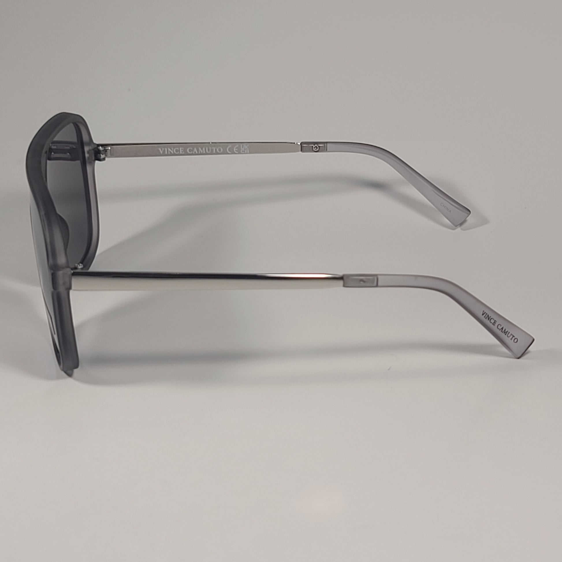 Vince Camuto VM702 GY Shield Navigator Sunglasses Gray Frame Gray Tinted Lens - Sunglasses