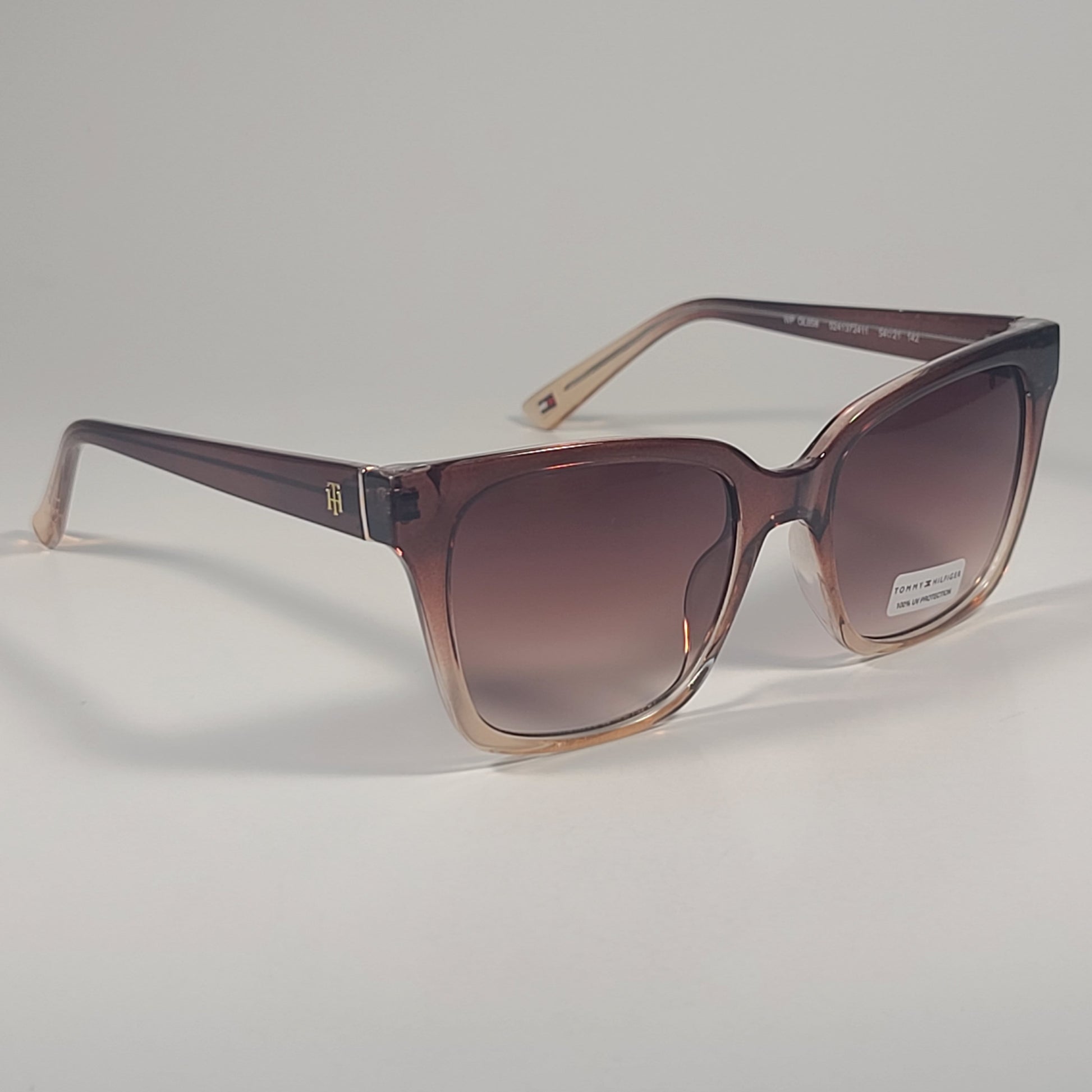 Tommy Hilfiger WP OL658 Cat Eye Sunglasses Brown Crystal Frame Brown Lens 54mm - Sunglasses