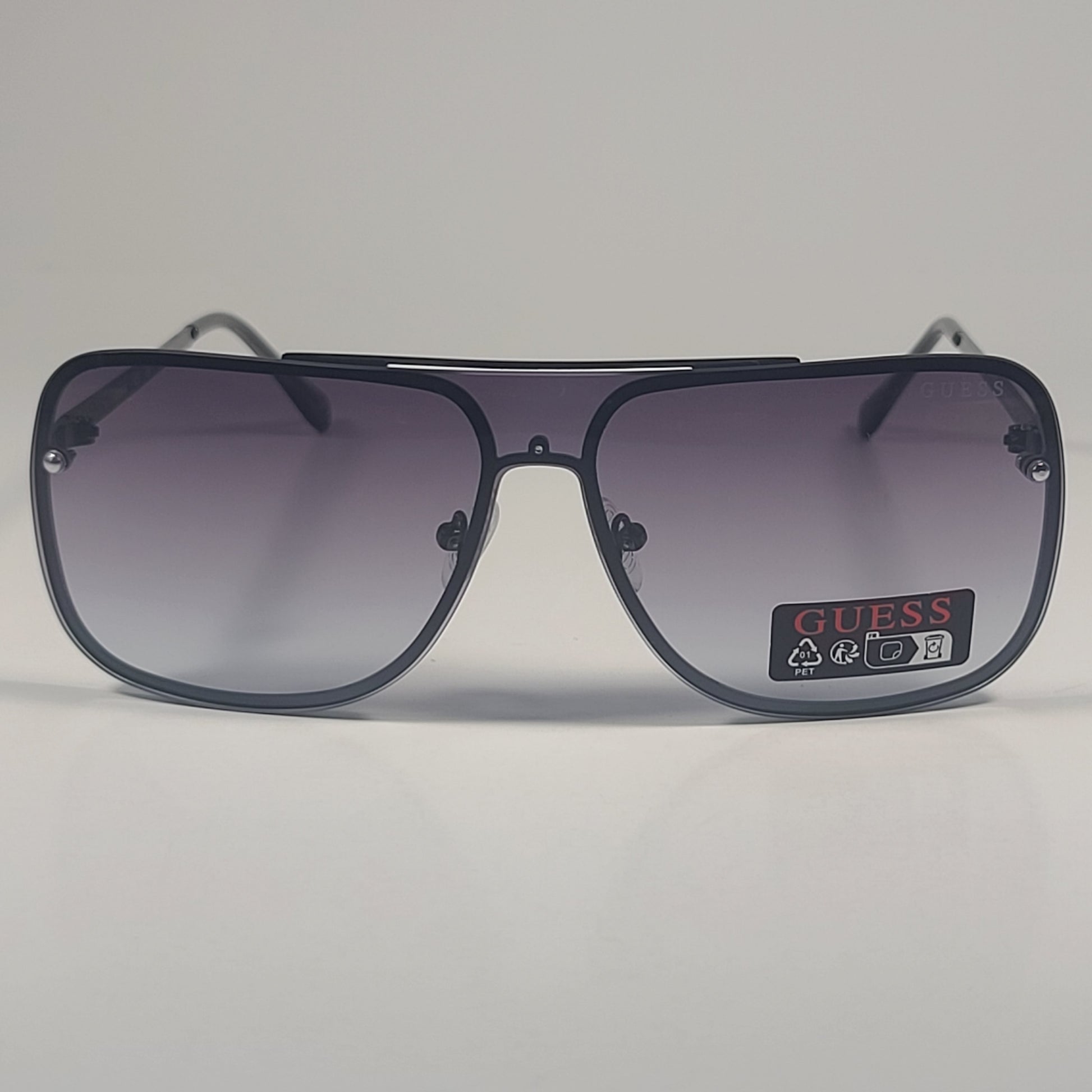 Guess GO00053 06B Shield Sunglasses Gunmetal Frame Smoke Gray Gradient Lens - Sunglasses