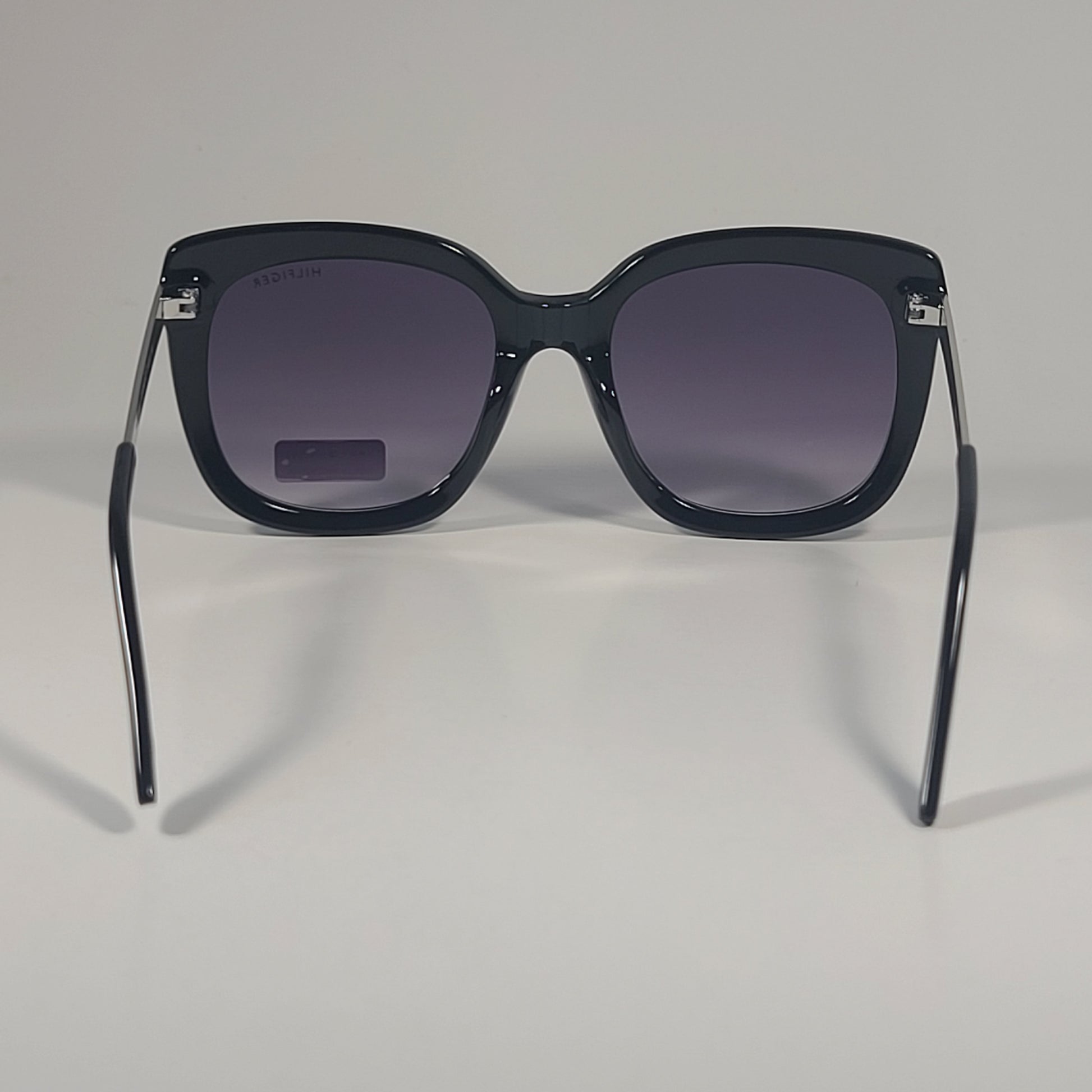 Tommy Hilfiger WM OL608 Oversized Sunglasses Black Silver & Smoke Gradient Lens - Sunglasses