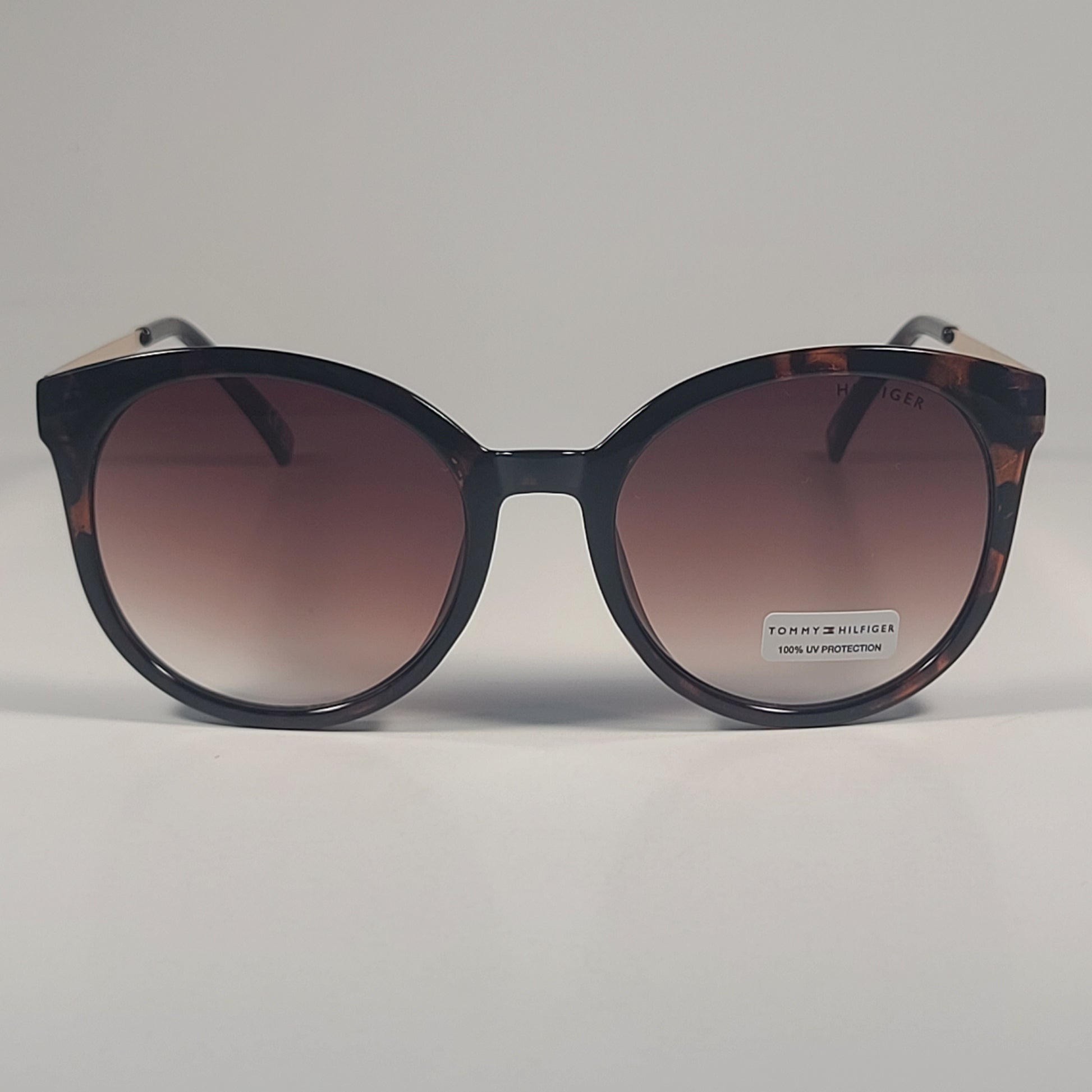 Tommy Hilfiger WP OL629 Round Sunglasses Brown Tortoise Gold & Brown Gradient Lens - Sunglasses