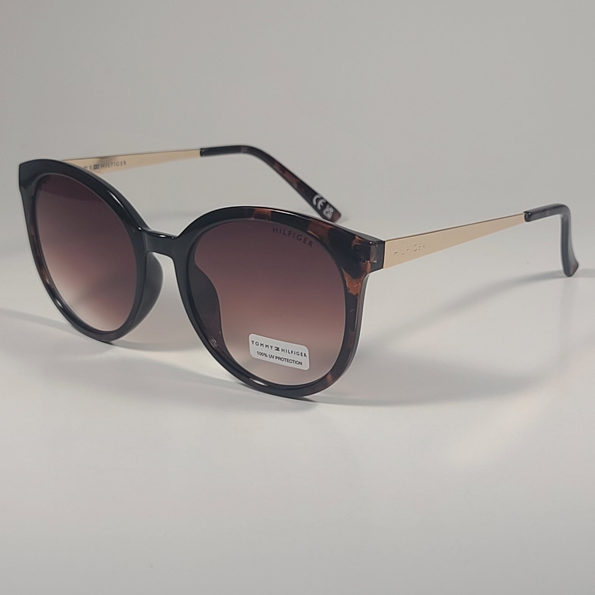 Tommy Hilfiger WP OL629 Round Sunglasses Brown Tortoise Gold & Brown Gradient Lens - Sunglasses