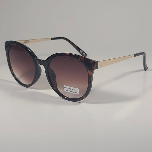 Tommy Hilfiger WP OL629 Round Sunglasses Brown Tortoise Gold & Brown Gradient Lens - Sunglasses