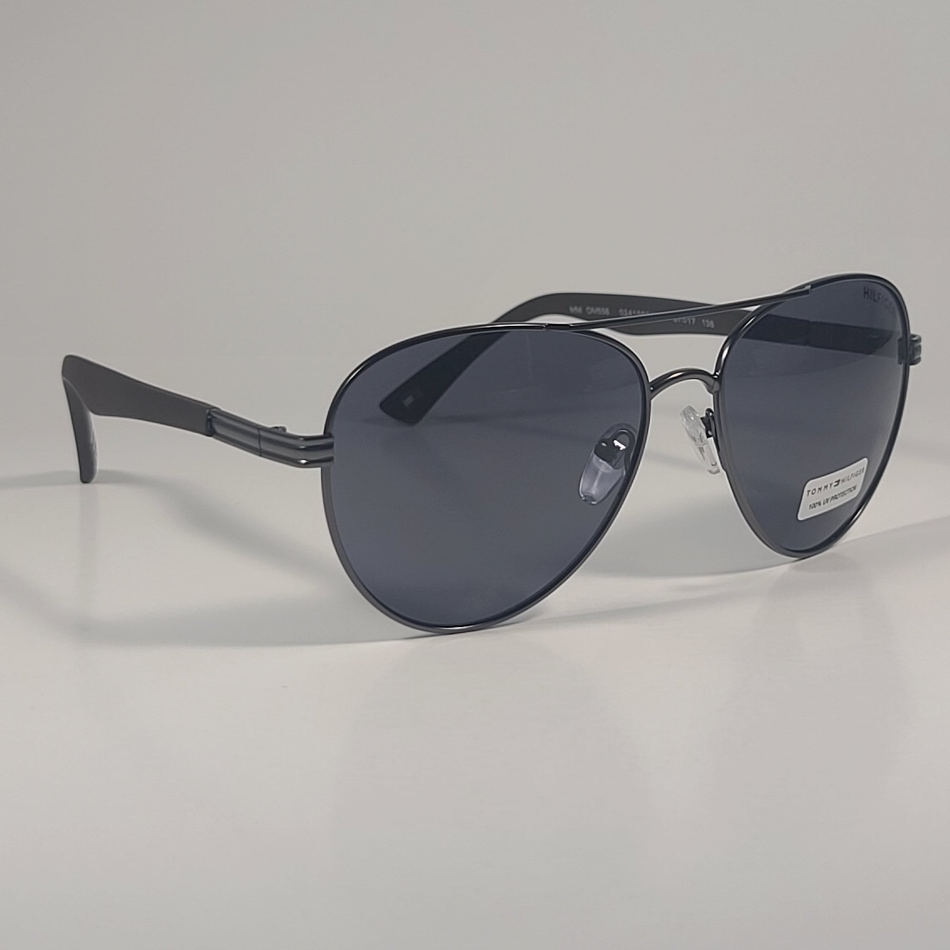 Tommy Hilfiger MM OM656 Aviator Pilot Sunglasses Gunmetal Dark Brown Frame & Gray Lens - Sunglasses
