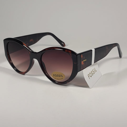 Fossil Cat Eye Cutoff FW231 Sunglasses Brown Tortoise Brown Gradient Lens 54mm - Sunglasses