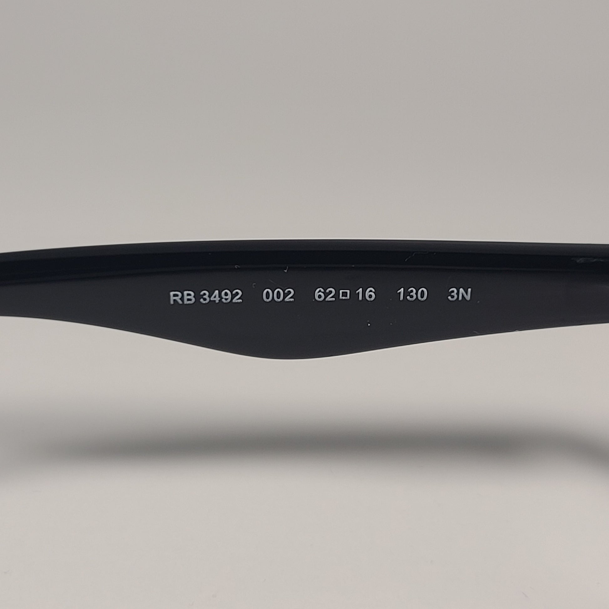 Ray-Ban RB3492 002 Rectangle Sunglasses Polished Black Frame Green Lenses 62mm - Sunglasses
