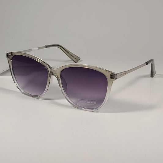 Lucky Brand Pismo Cat Eye Sunglasses Gray Crystal Silver Frame Smoke Gradient Lens - Sunglasses