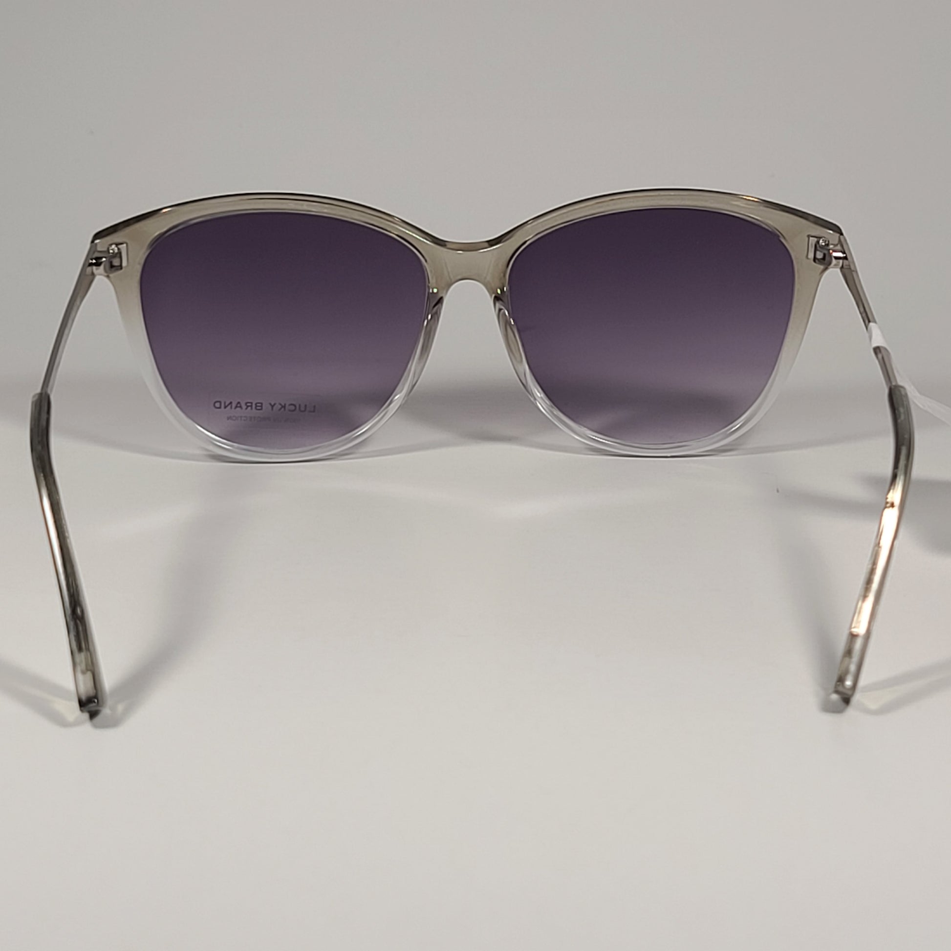 Lucky Brand Pismo Cat Eye Sunglasses Gray Crystal Silver Frame Smoke Gradient Lens - Sunglasses