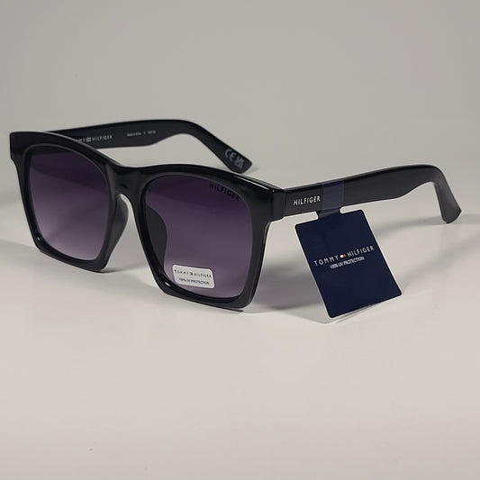 Tommy Hilfiger WP OL612 Oversize Square Sunglasses Black Frame Smoke Gradient Lens - Sunglasses