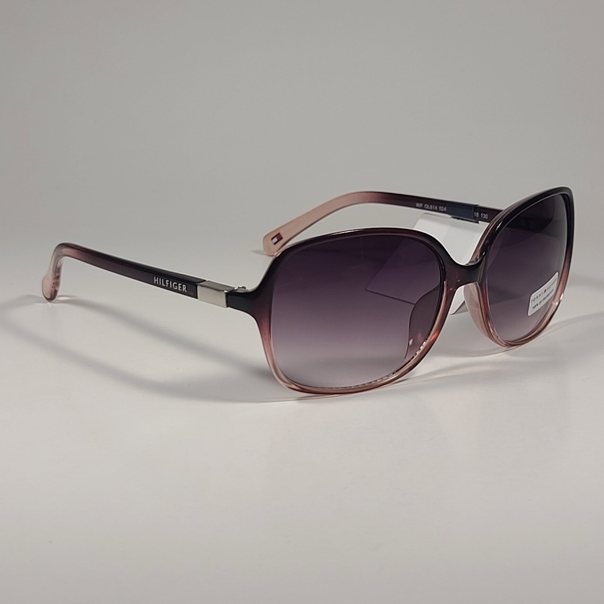Tommy Hilfiger WP OL614 Oval Sunglasses Red Wine Crystal Frame Smoke Gradient Lens - Sunglasses