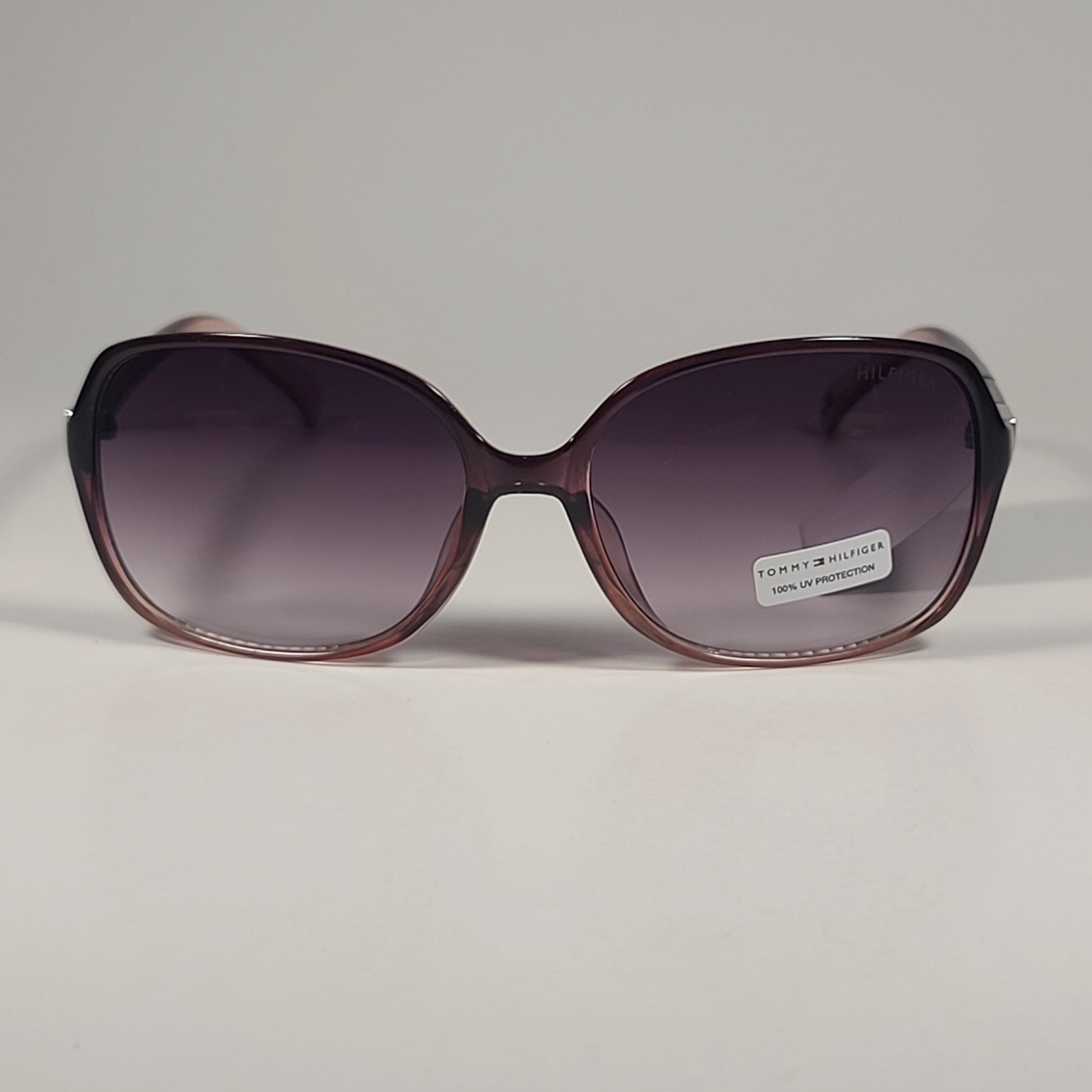 Tommy Hilfiger WP OL614 Oval Sunglasses Red Wine Crystal Frame Smoke Gradient Lens - Sunglasses